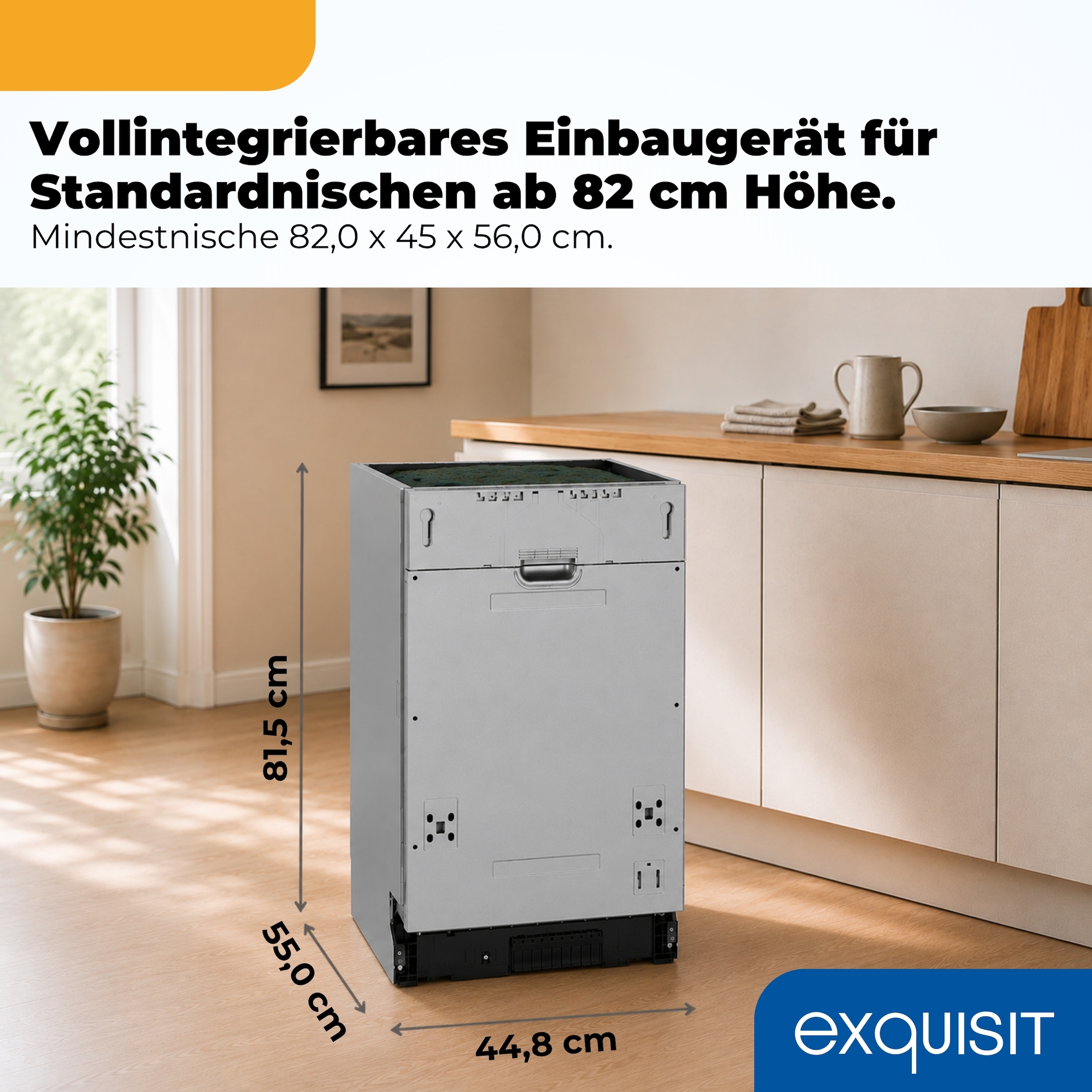 exquisit vollintegrierbarer Geschirrspüler 2109 »EGSP2109-ES-030Esilber« 11 l 9 tlg. Maßgedecke Kompakt, sparsam und komfortabel im Alltag