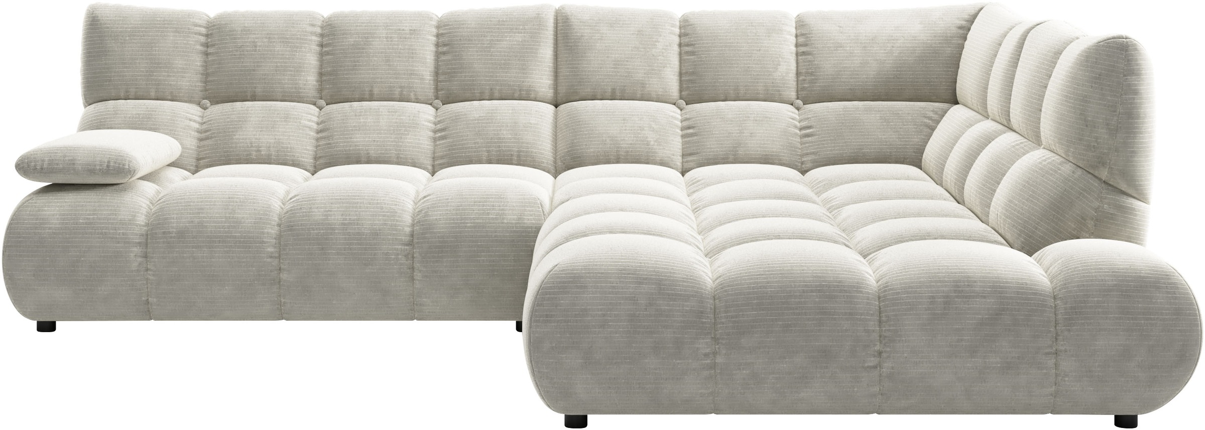 Home affaire Ecksofa "Cozy Bubble, mit klappbarer Armlehne, Breite 289 cm" mit eleganter Steppung, Rundumbezug & weicher Polsterung
