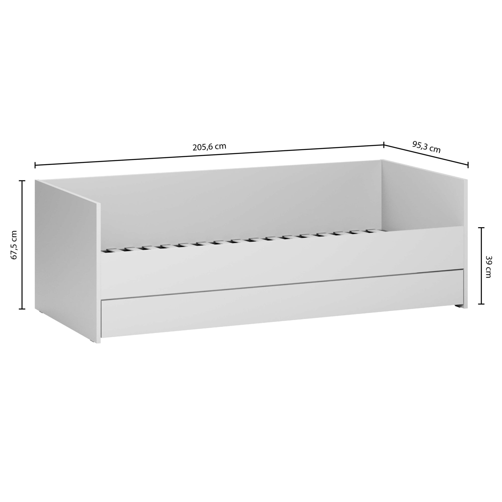 VOX Bett »SIMPLE Bettgestell mit Bettkasten und Zusatzbett, B/T/H: 95/205/68 cm«, ohne Matratze, in 3 Farben erhältlich