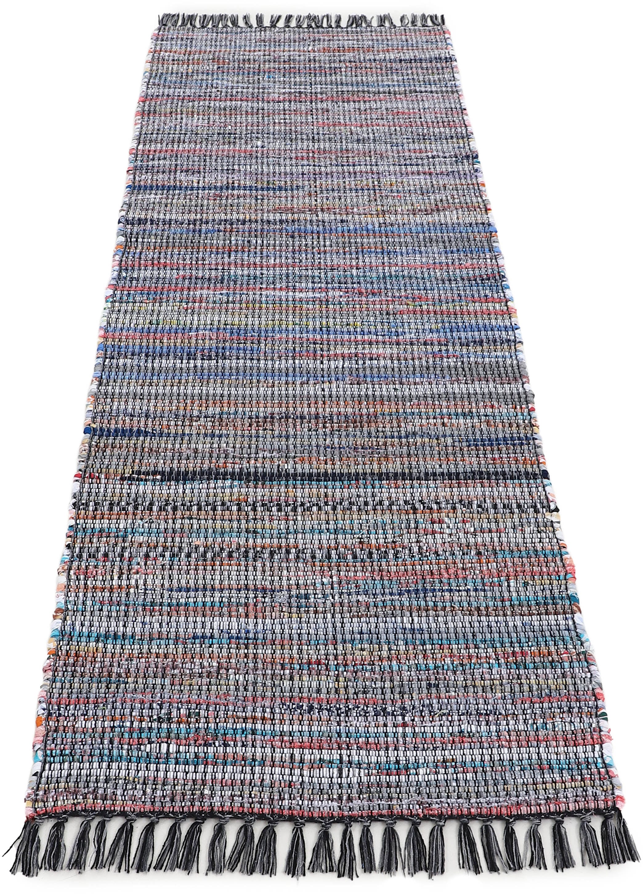carpetfine Teppich "Kelim Chindi, Wendeteppich" rechteckig 6 mm Höhe handgewebt, Fleckerlteppich mit Fransen, auch vielen in Läufergrößen