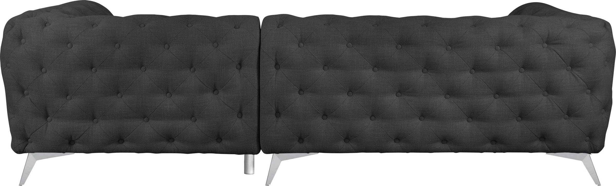 Leonique Chesterfield-Sofa »Ecksofa GLYNIS L-Form mit Wellenunterfederung, Maße B/T/H 264/204/75cm«, aufwändige Knopfheftung, moderne Chesterfield Optik, Fußfarbe wählbar
