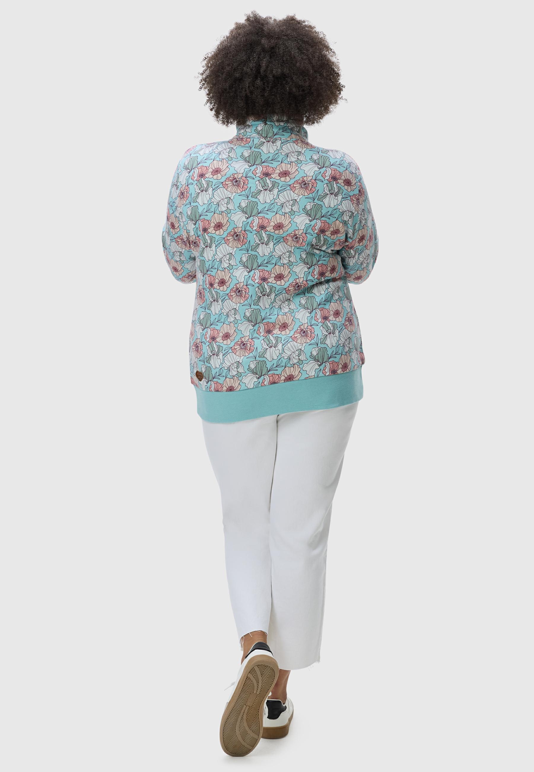 Ragwear Sweatjacke »Izolda Plus«, Zipper mit hohem Kragen und Blumenmuster