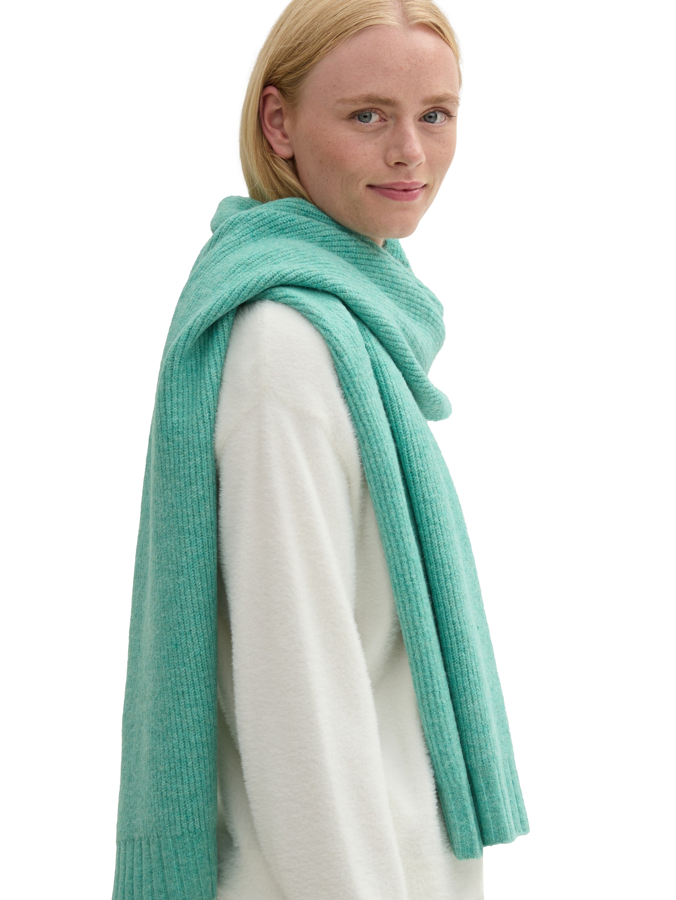 TOM TAILOR Denim Strickschal 1 Stk. unifarben mit Aufnäher günstig online kaufen