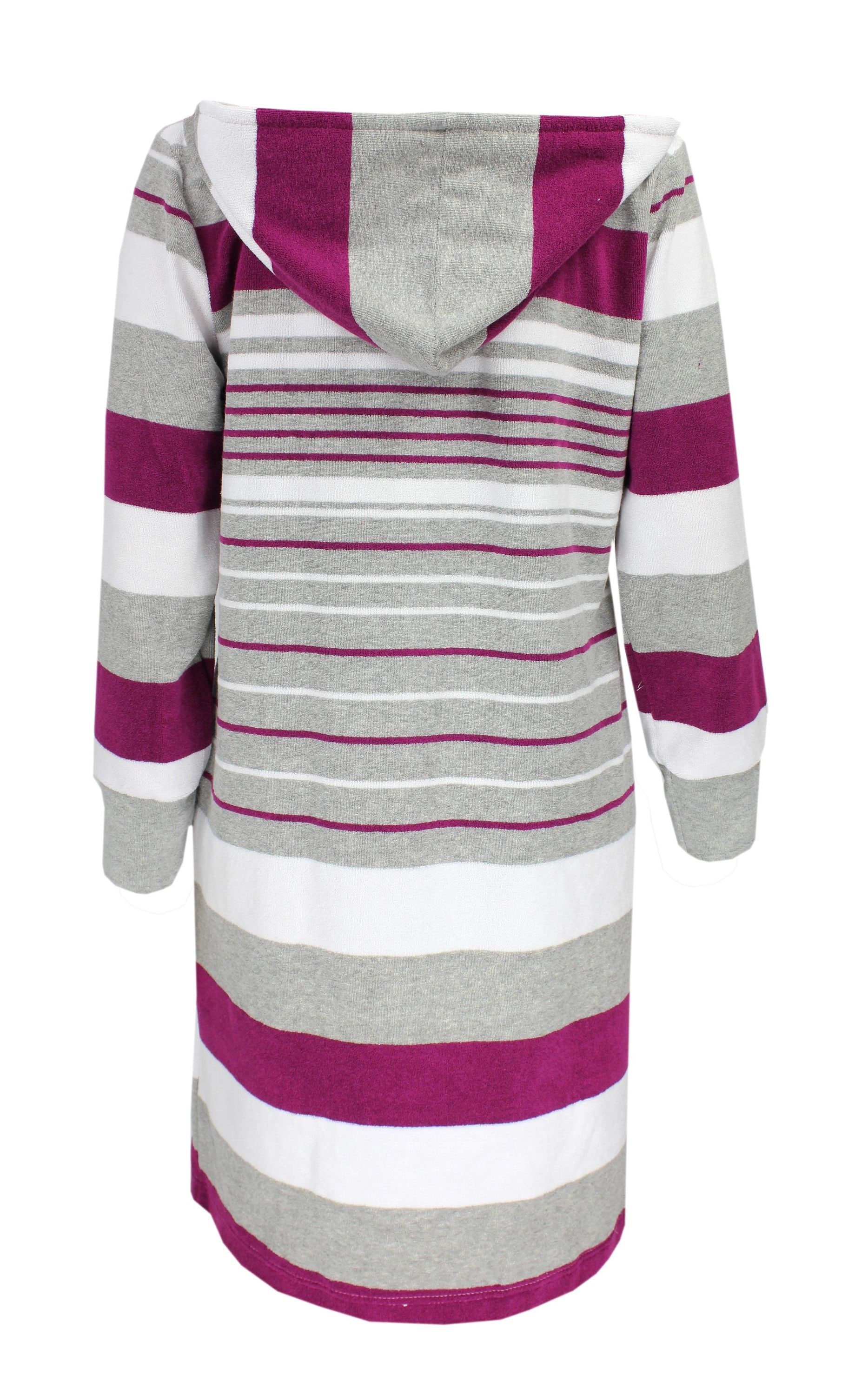 AQUARTI Damenbademantel »Bademantel Aquarti Damen Frottee Bademantel Gestreift mit Kapuze«