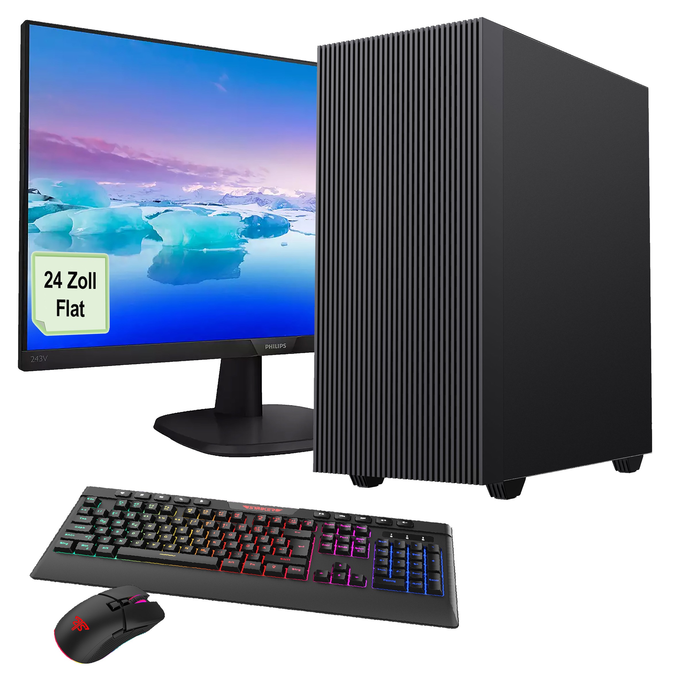 GAMEMAX PC-Komplettsystem »Multimedia-PC Edge SET2470«, Win 11, inklusive Philips V-Line 243V7QDAB Full-HD-LCD-Monitor 24"