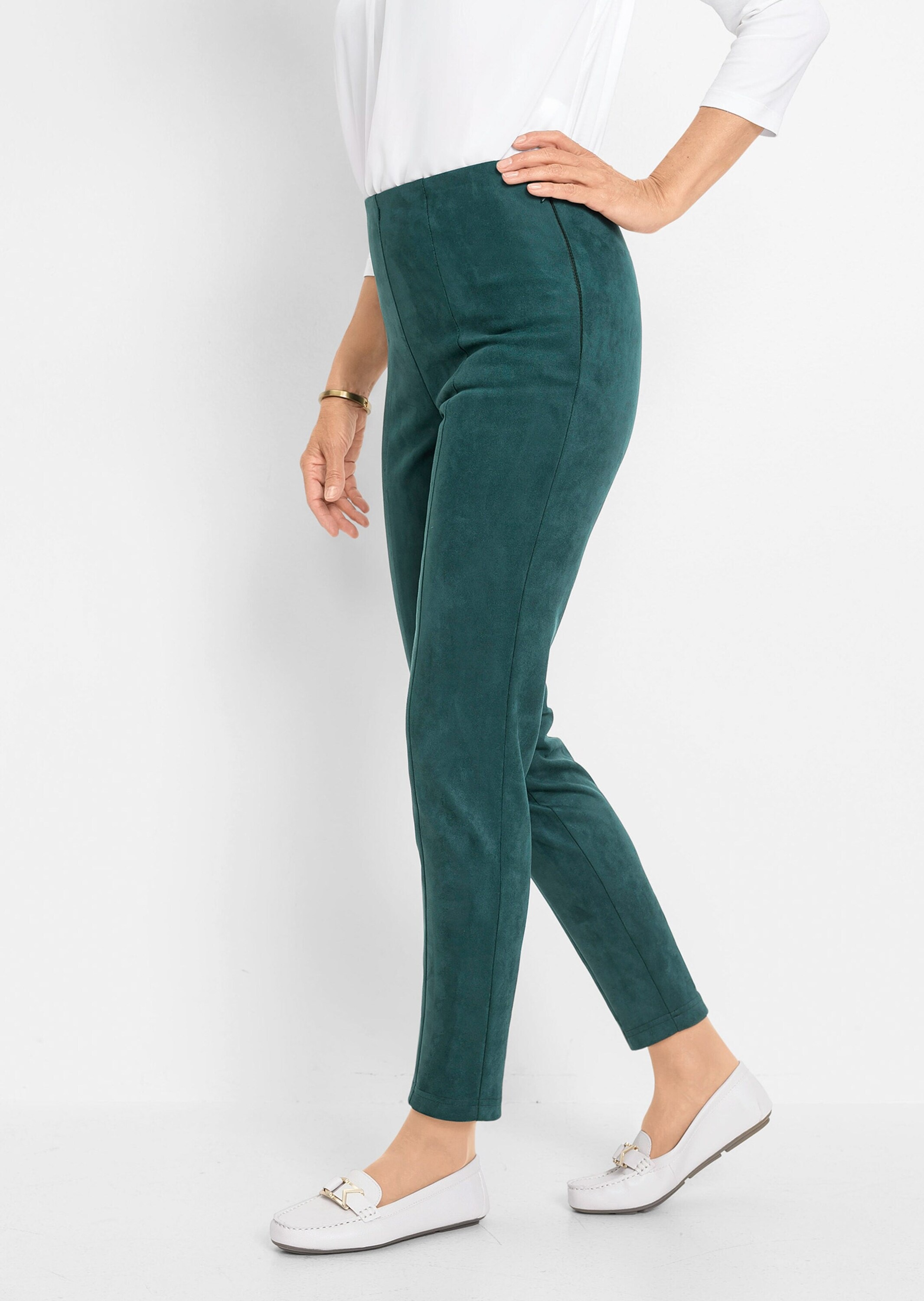 GOLDNER 2-in-1-Hose »Moderne Leggings in trendigem Velourslederimitat«