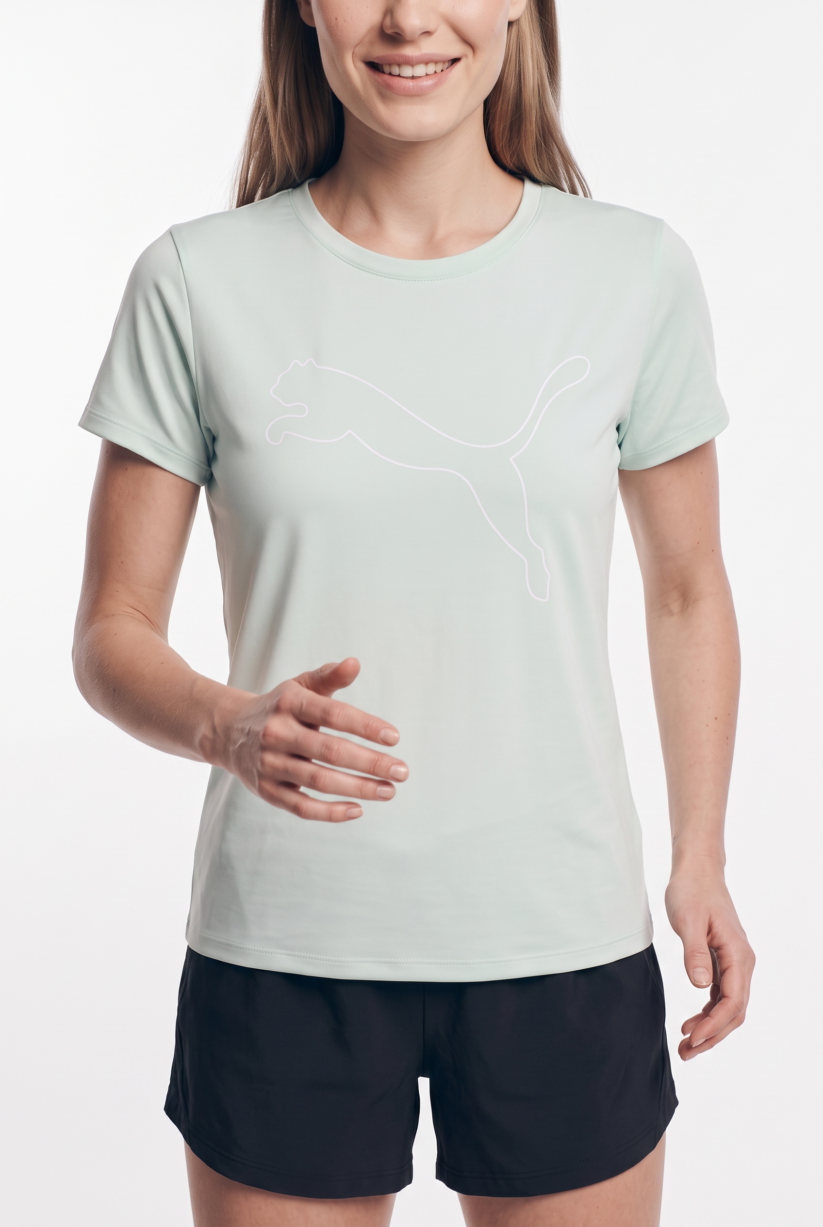 PUMA Trainingsshirt »W TAD ESSENTIAL LOGO TEE« Kurzarm, Sportmode, mit Rundhalsausschnitt