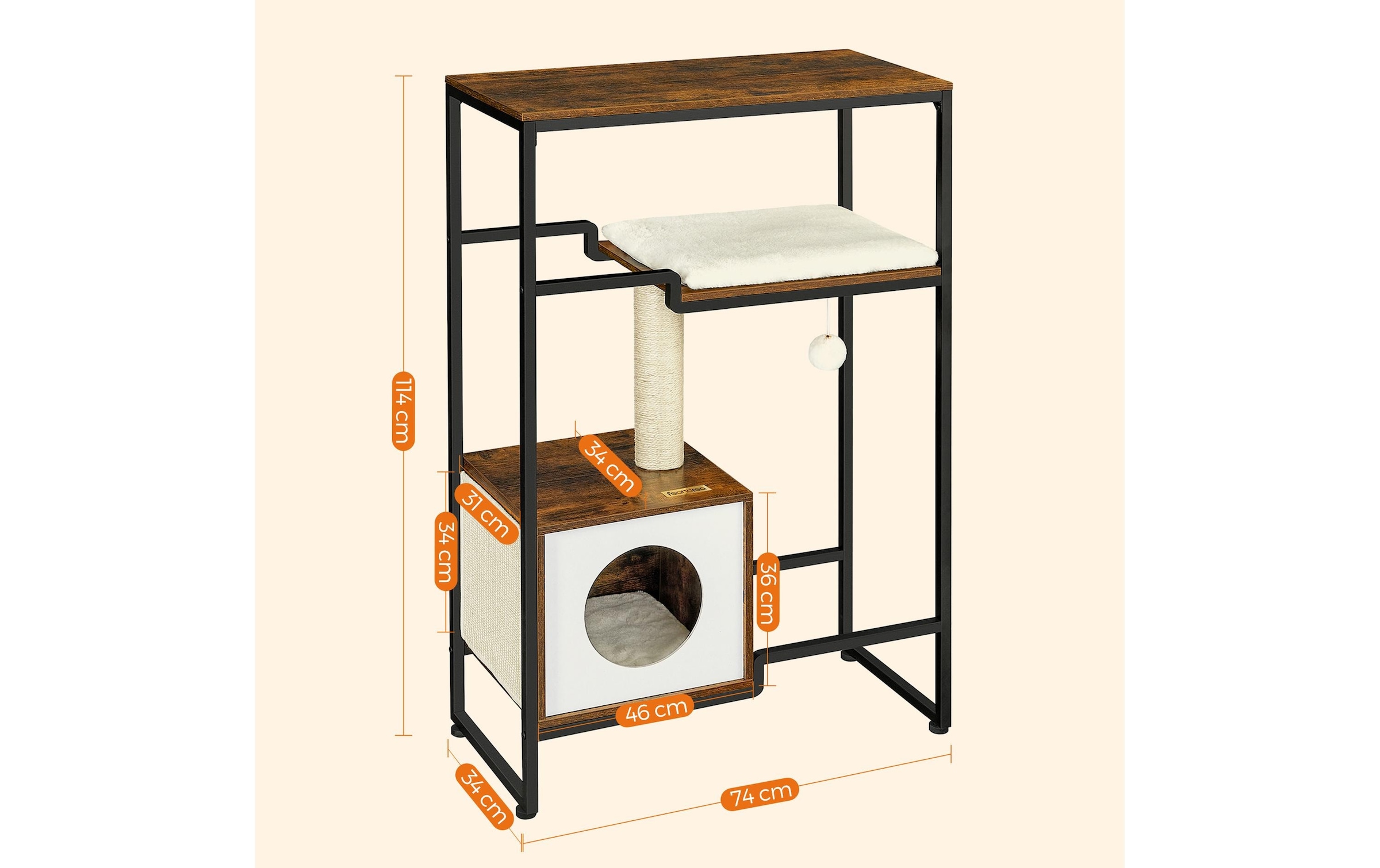 FEANDREA Kratzbaum »114 cm, Vintagebraun« 114 cm hoch