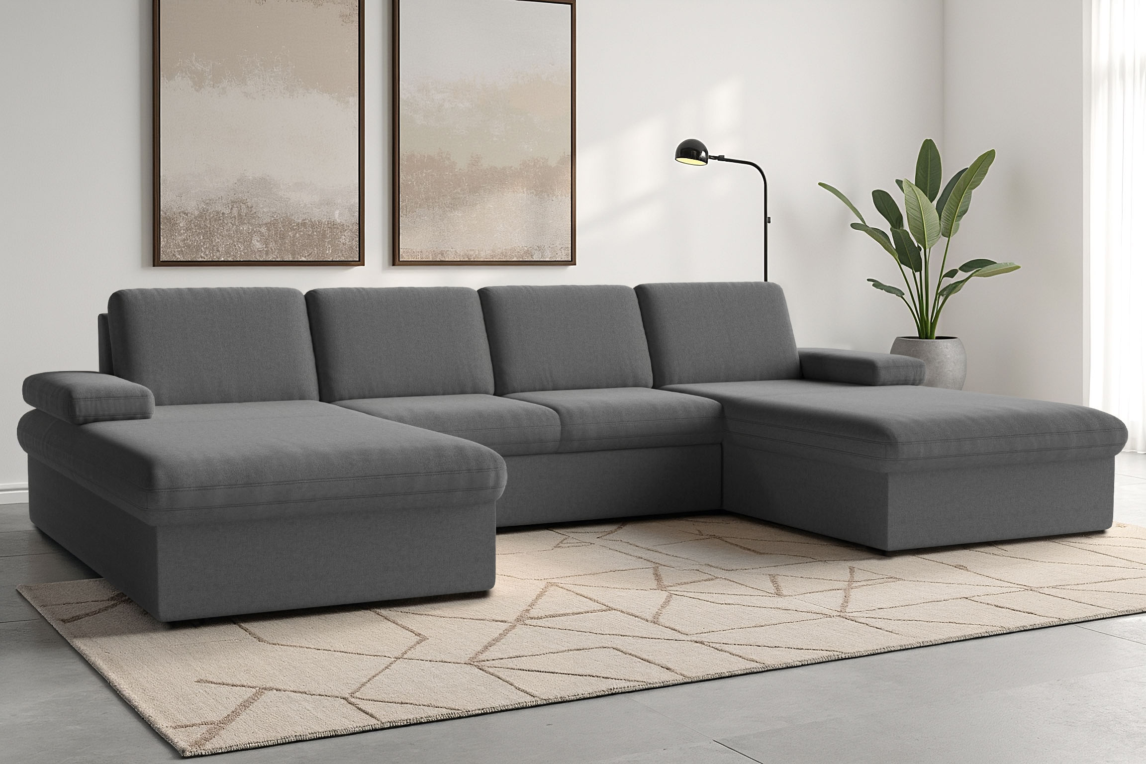 sit&more Wohnlandschaft "Moreno U-Form, B: 309 cm" mit Armteilverstellung, optional Schlaffunktion