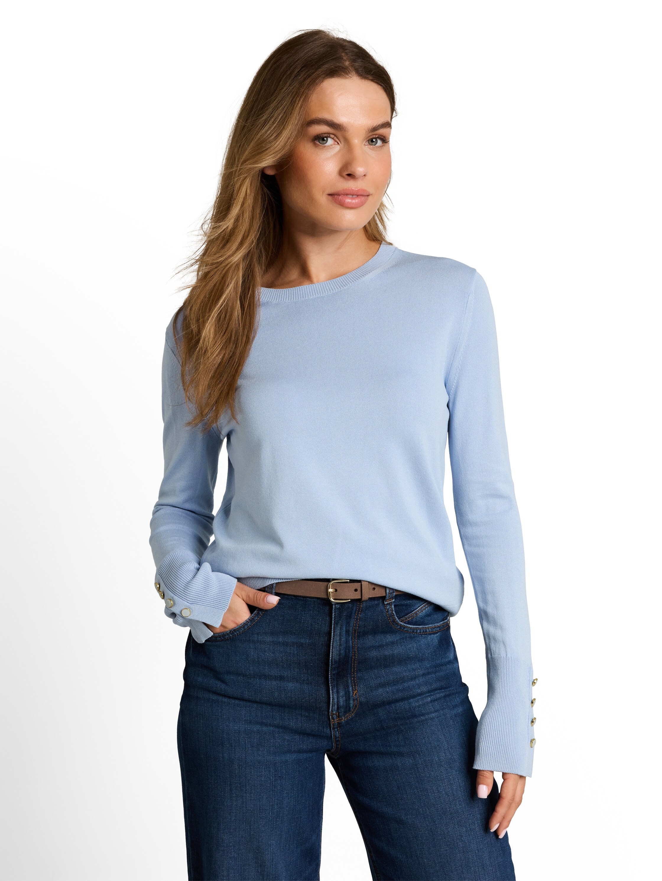 TOM TAILOR Strickpullover »Regular« Dekorative Knopfdetails an den Ärmelbündchen / Viskose