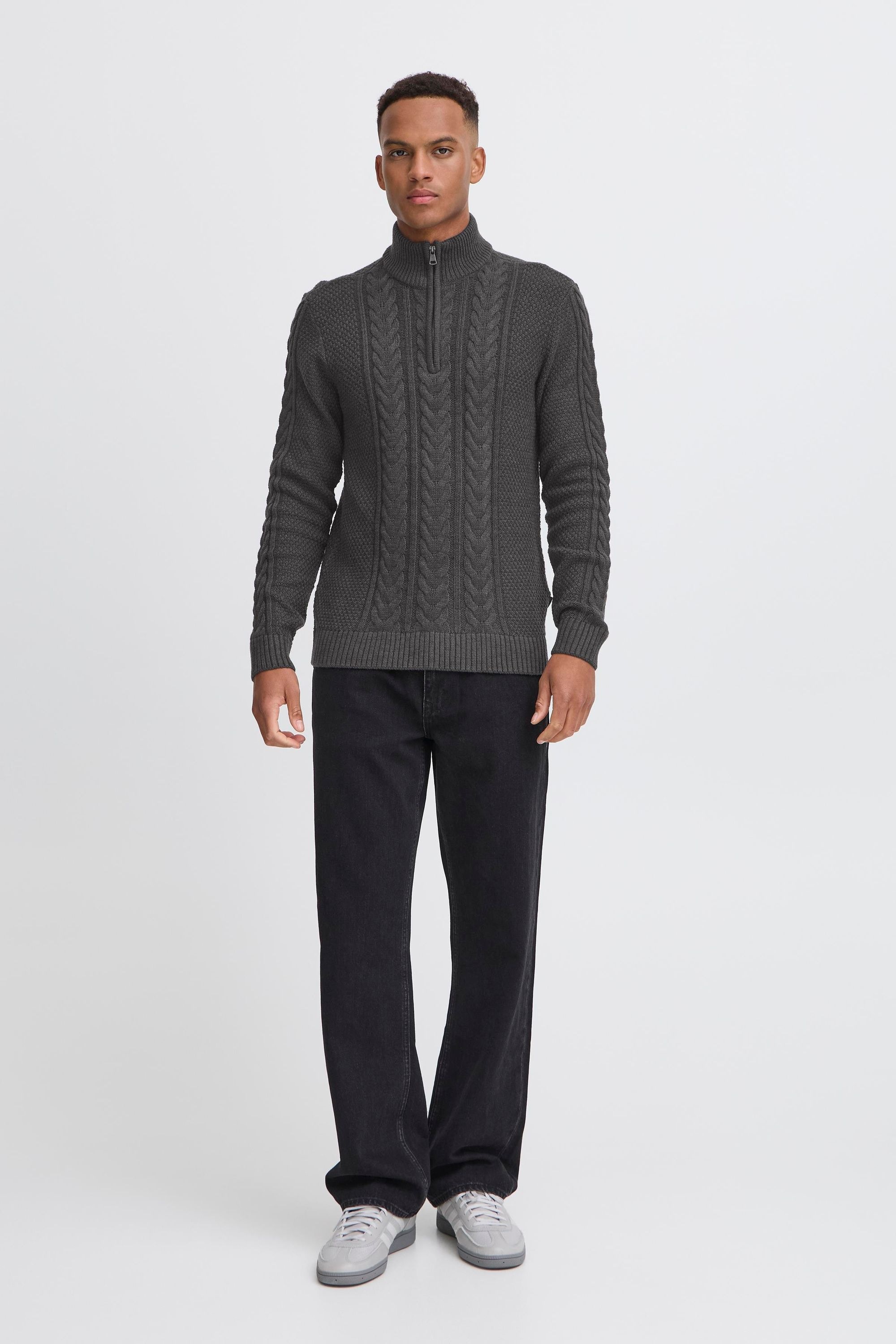Troyer BLEND "Troyer BHBASIM", Herren, Gr. M, grau (charcoal mix), Obermaterial: 50% Baumwolle CO. 47% Polyacryl PAN. 3% Nylon NY., Pullover Troyer 2