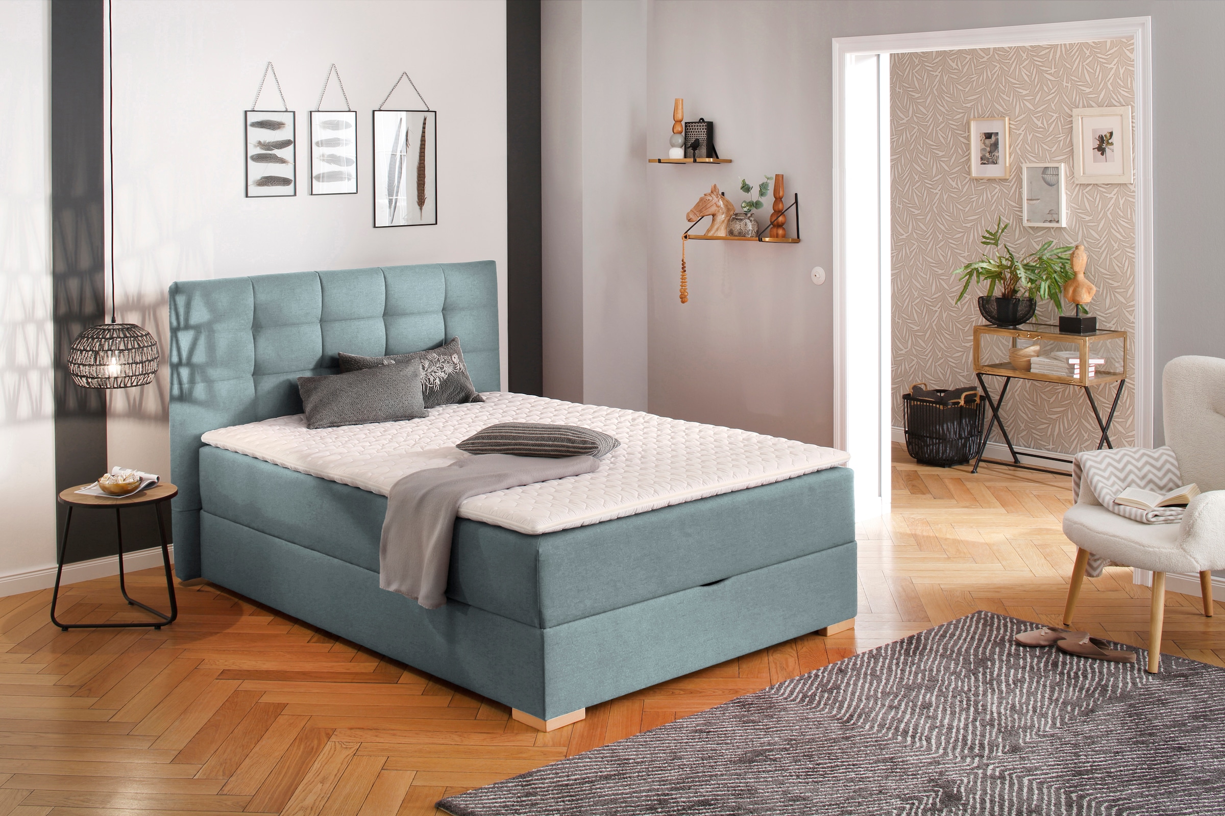 Home affaire Boxbett "Olivet mit Bettkasten" in 4 Farben, 4 Breiten, 2 Matratzenarten, auch in Überlänge 220 cm