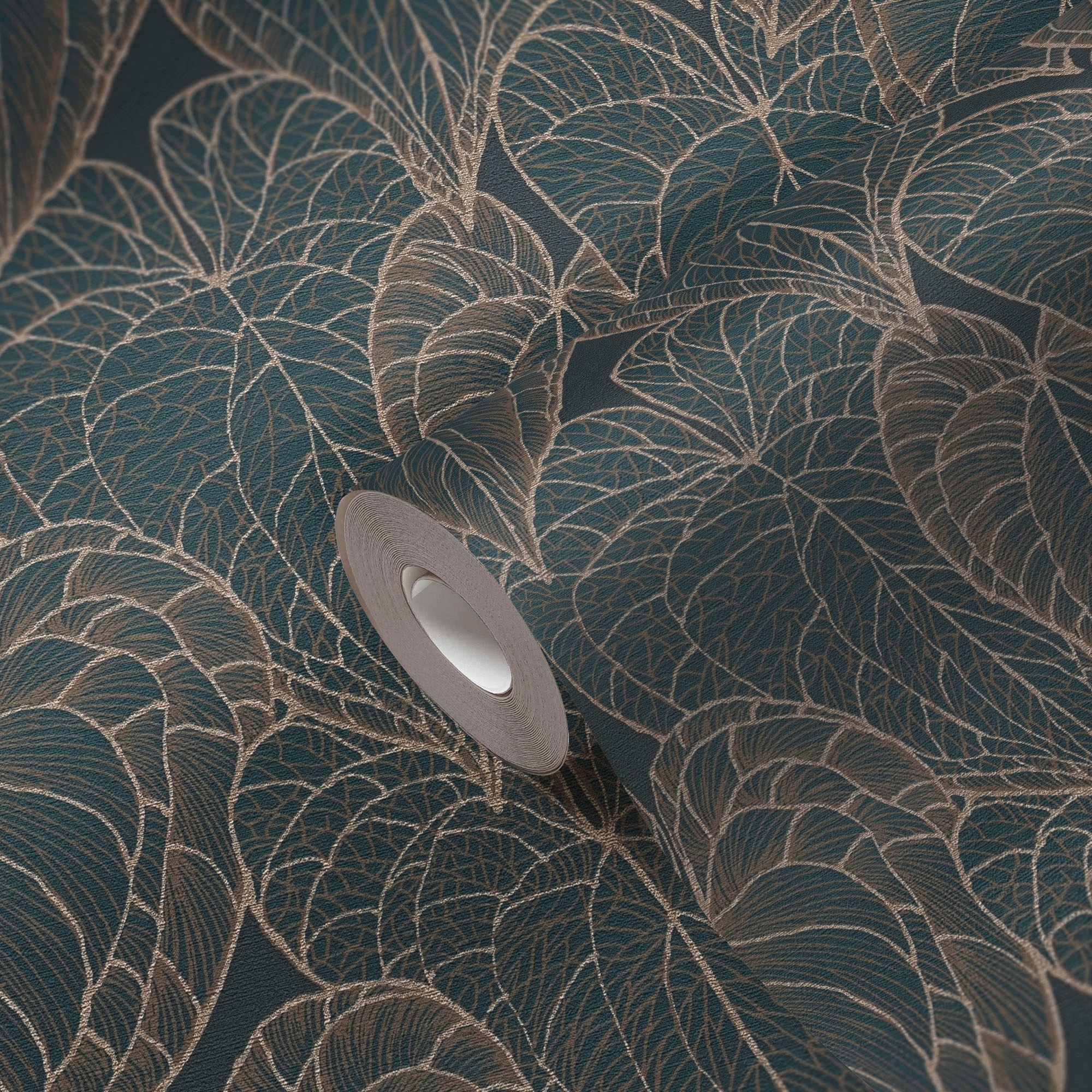 living walls Vliestapete »Tropen-Tapete - Blättermuster modern glänzend« leicht glänzend strukturiert Elegante Vliestapete mit tropischem Blättermuster