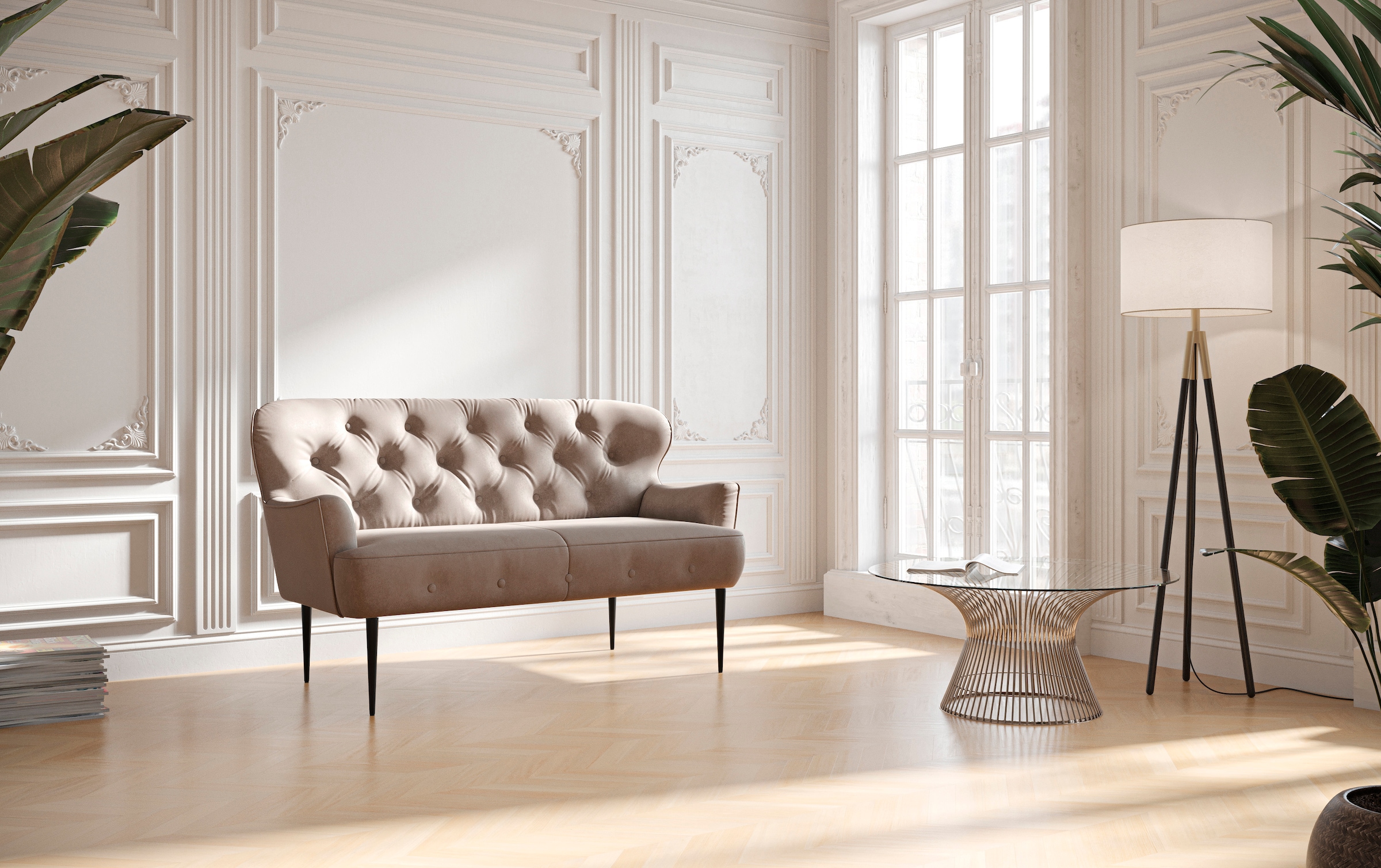 Home affaire 2-Sitzer "Amber" mit Knopfheftung,in verschieden Stoffarten günstig online kaufen