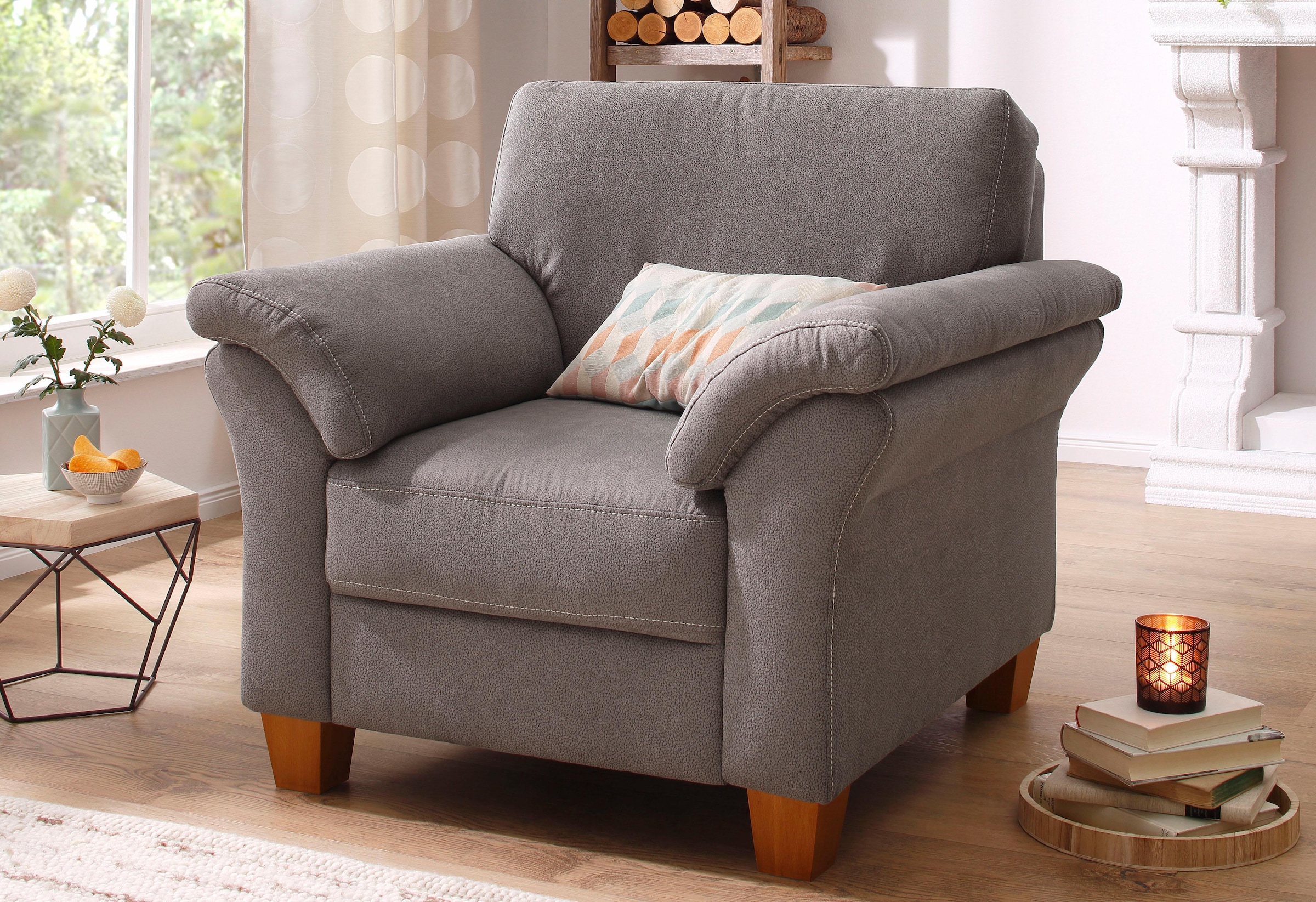 Sessel OTTO HOME, B:101cm H:87cm T:88cm, grau, Struktur (100% Polyester);Luxus-Microfaser ALTARA NUBUCK (100% Polyester);MELROSE(100%