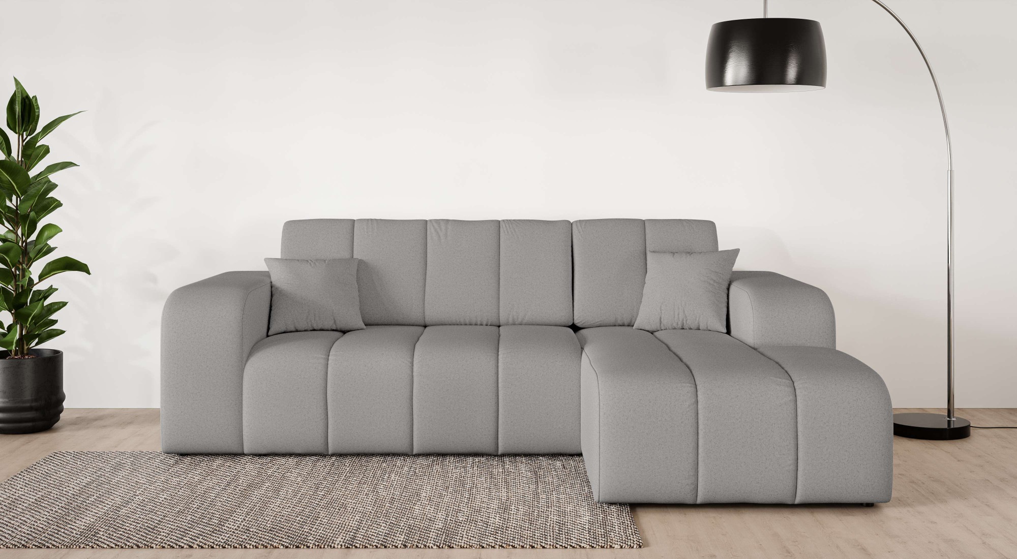 OTTO home Ecksofa "CASSY L-Form, Schlafsofa mit Bettkasten, Maße B/T/H: 245/165/88 cm" mit 2 Rückenkissen, Recamiere rechts oder links bestellbar