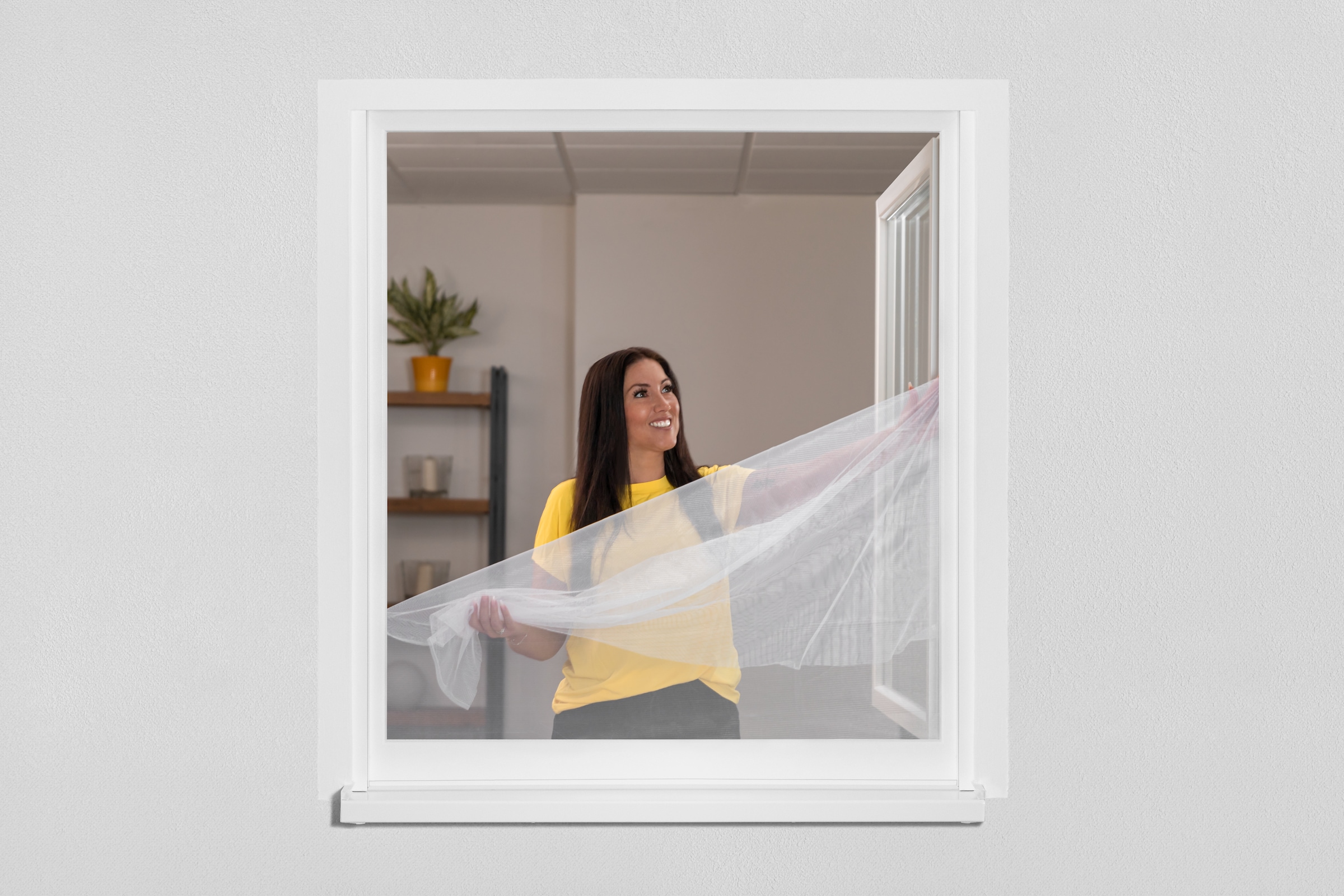 SCHELLENBERG Fliegengitter-Gewebe »Insektenschutz und Mückenschutz für Fenster ohne bohren«, inkl. Befestigungsband, 150 x 180 cm, anthrazit und weiß