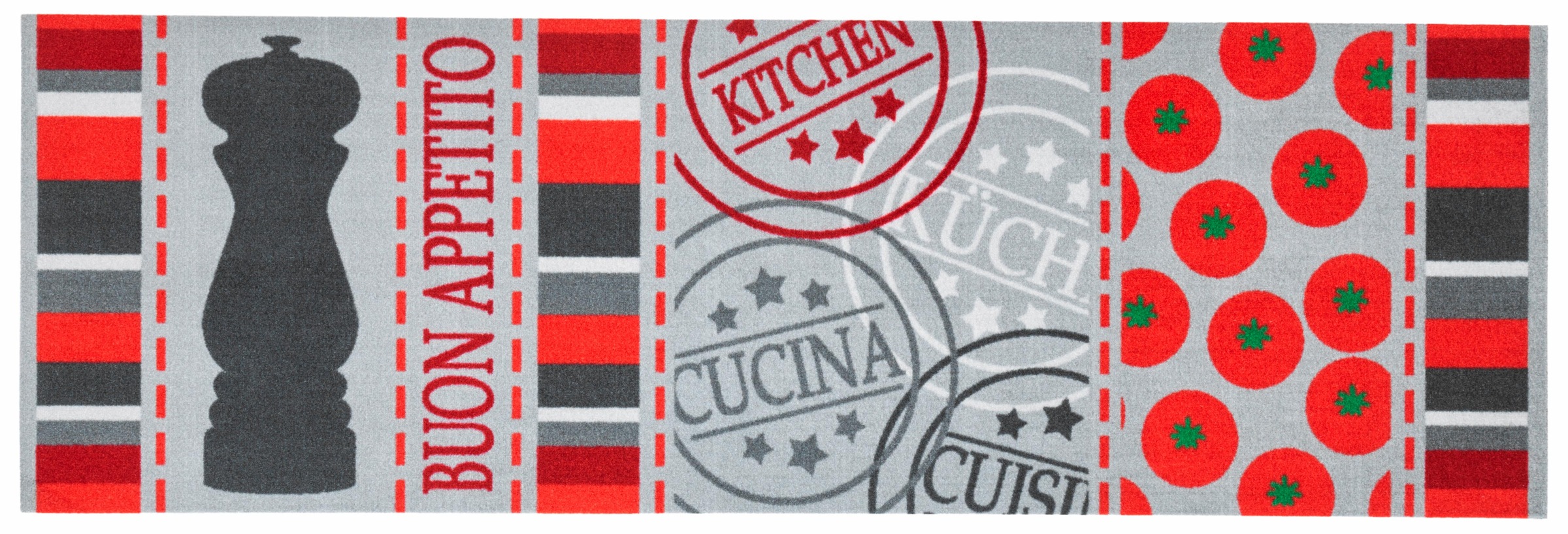 HANSE Home Küchenläufer »Buon Appetito«, rechteckig, 5 mm Höhe, Kurzflor, rutschhemmend, Strapazierfähig, Waschbar, Kräftige Farben