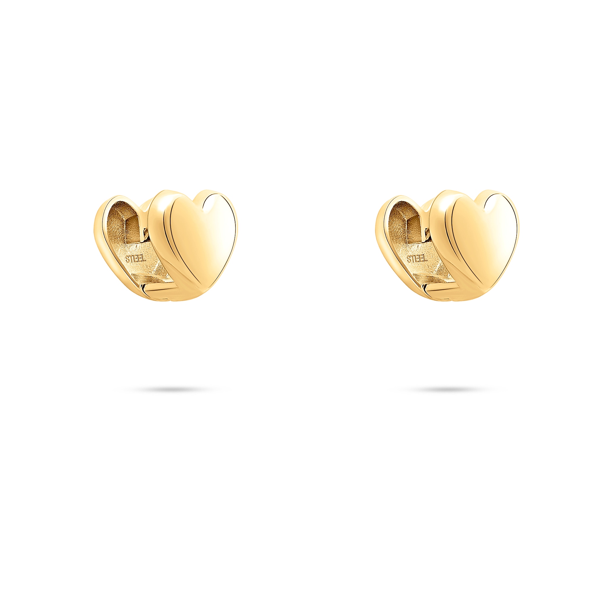 Paar Creolen TAMARIS "Schmuck Geschenk Edelstahl Doppelseitiger Herzstecker", gelbgoldfarben, Ohrringe, Damen, Edelstahl
