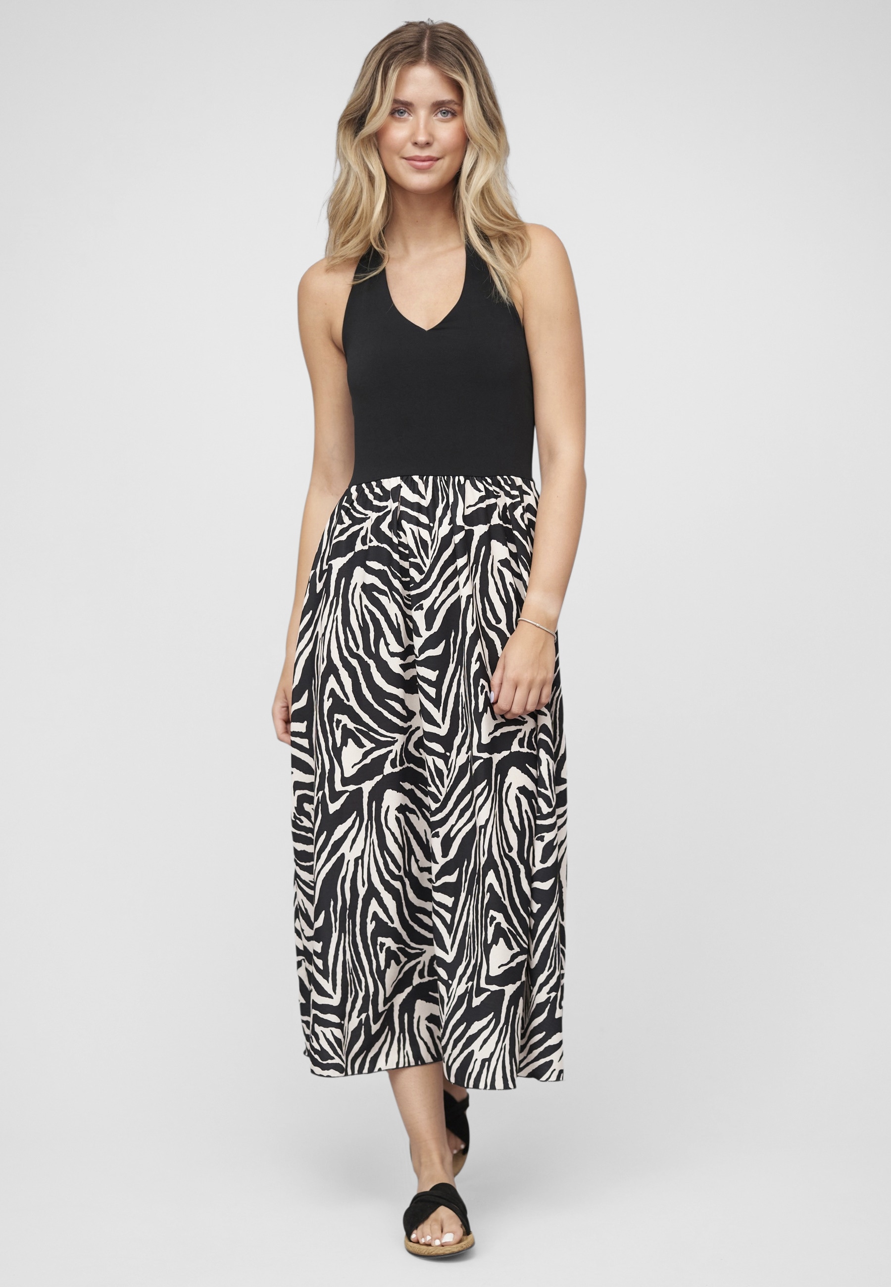 CLOUD 5IVE Shirtkleid »CLOUD 5IVE Maxi Neckholder-Dress with zebra print« 1 Stk. tlg.