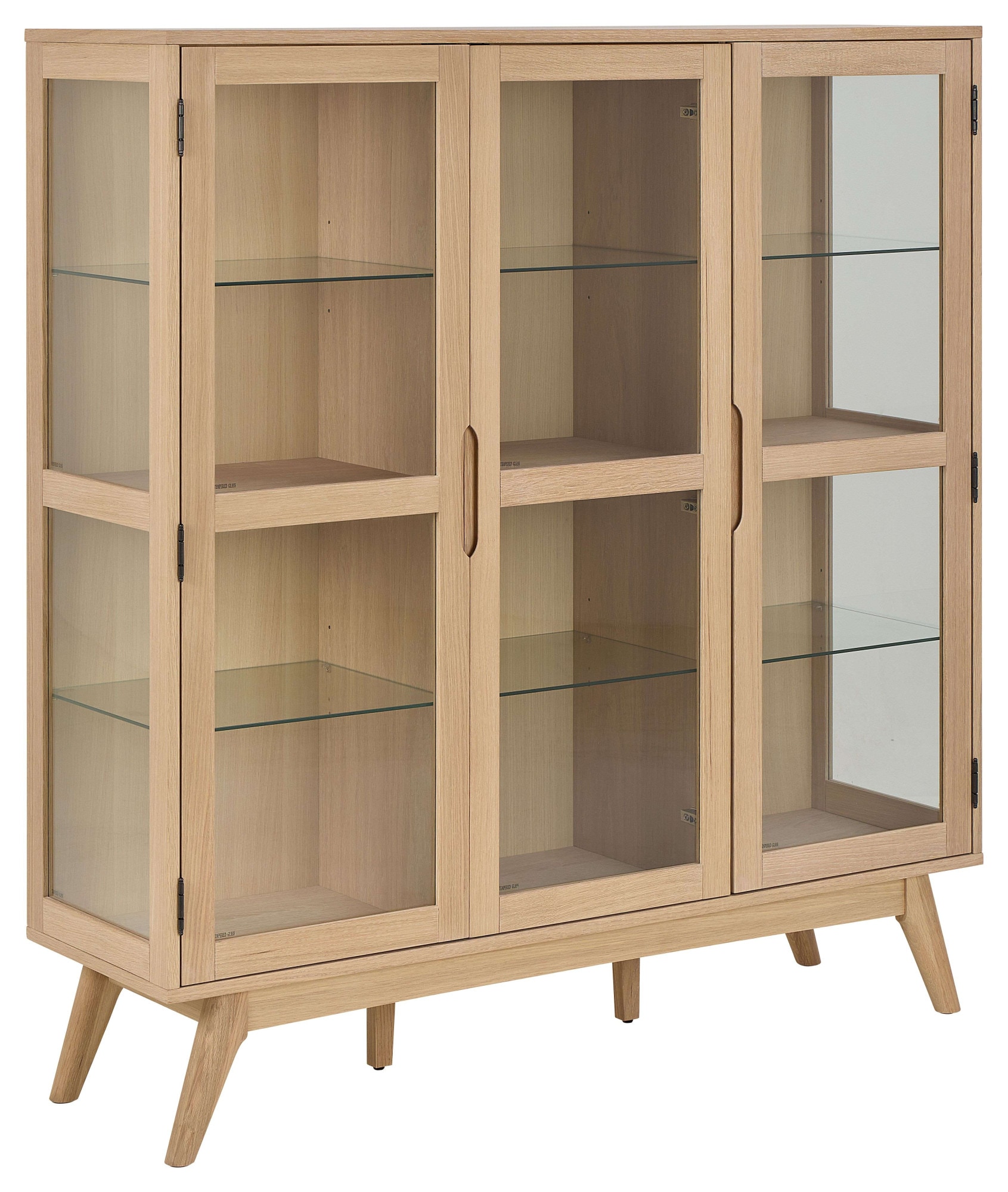 ACTONA GROUP Vitrine "Marte" ölbehandeltes Eiche Furnier, 2 Türen, klar Glas, 140x40x148 cm