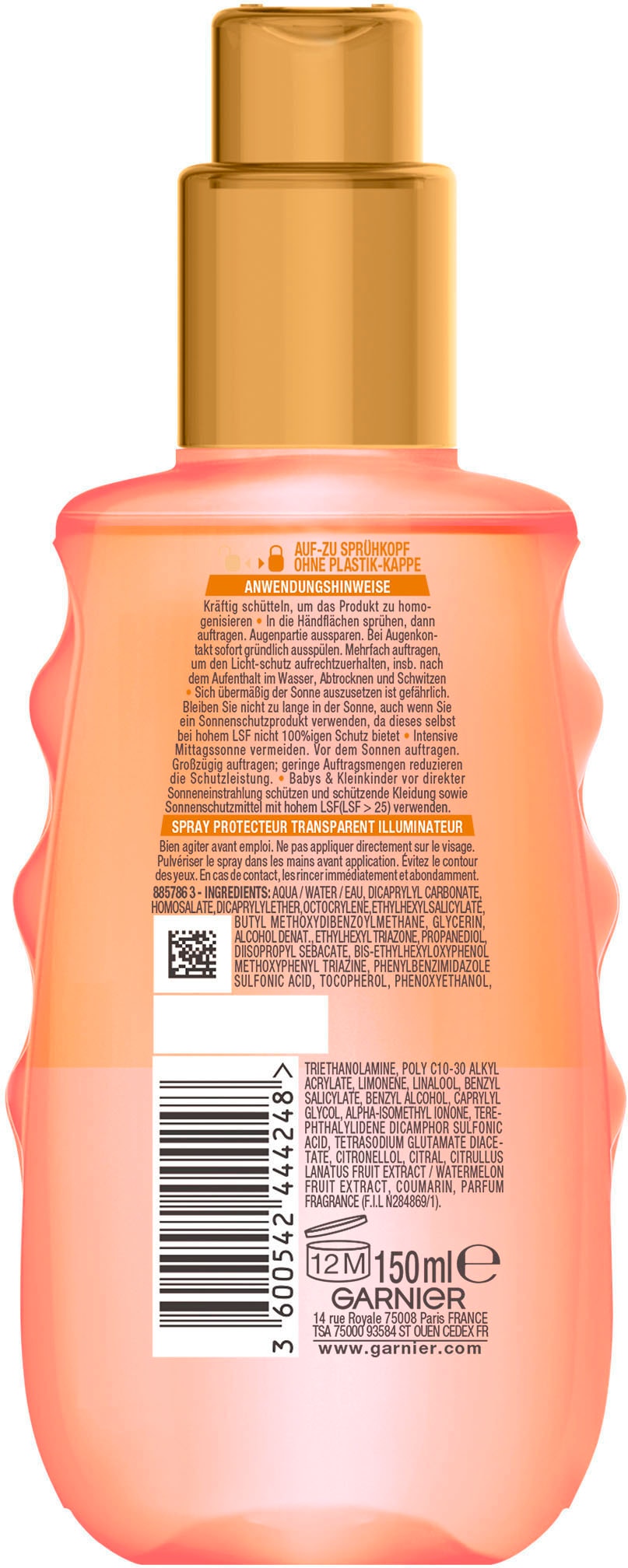 GARNIER Sonnenschutzspray »Invisible Protect Glow LSF30«, mit hoher Transparenz
