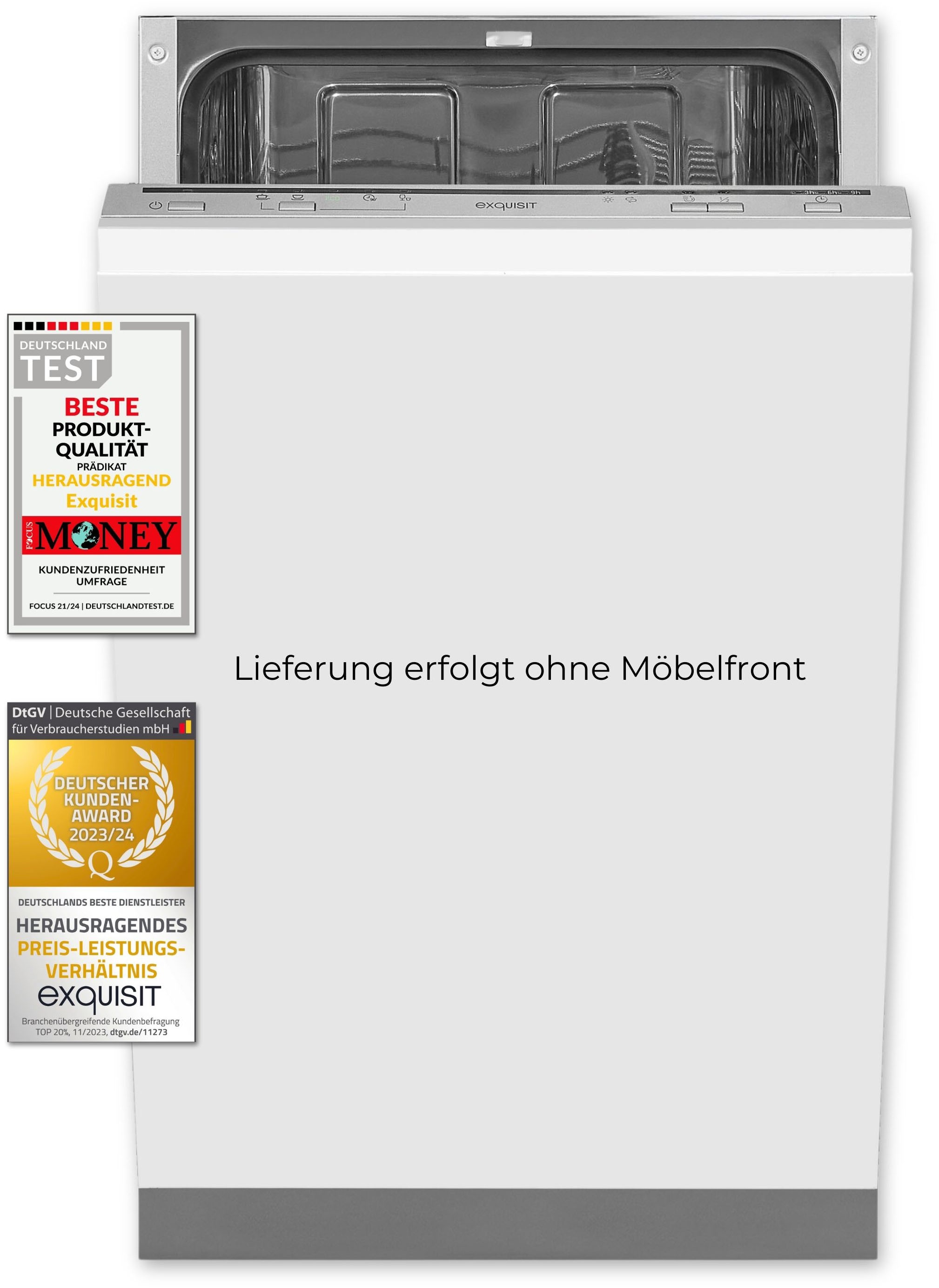 exquisit vollintegrierbarer Geschirrspüler "EGSP1009-E-030E silber" 9 l 9 M günstig online kaufen