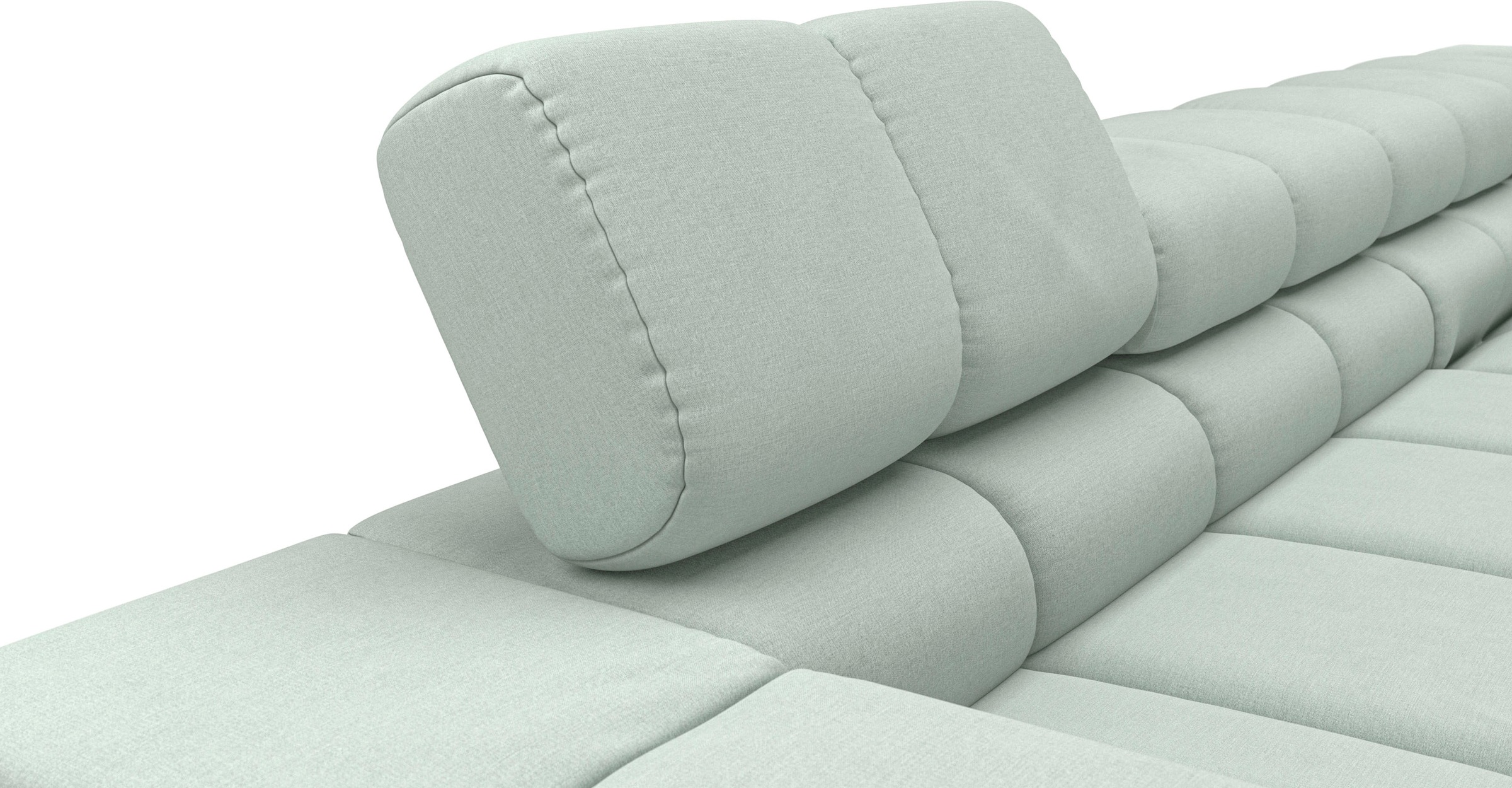 INOSIGN Ecksofa »Ancona New, wahlweise motorische Sitztiefenverstellung, auch in Cord«, feine Steppung, mit Kopfteilverstellung, 3 Zierkissen, L-Form