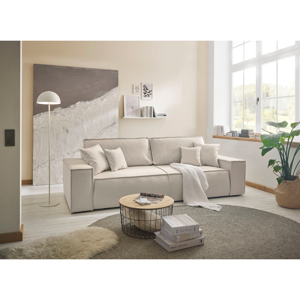 andas 3-Sitzer »FINNLEY Schlafsofa 257 cm, Schlaffunktion mit Bettkasten (200/136cm),«