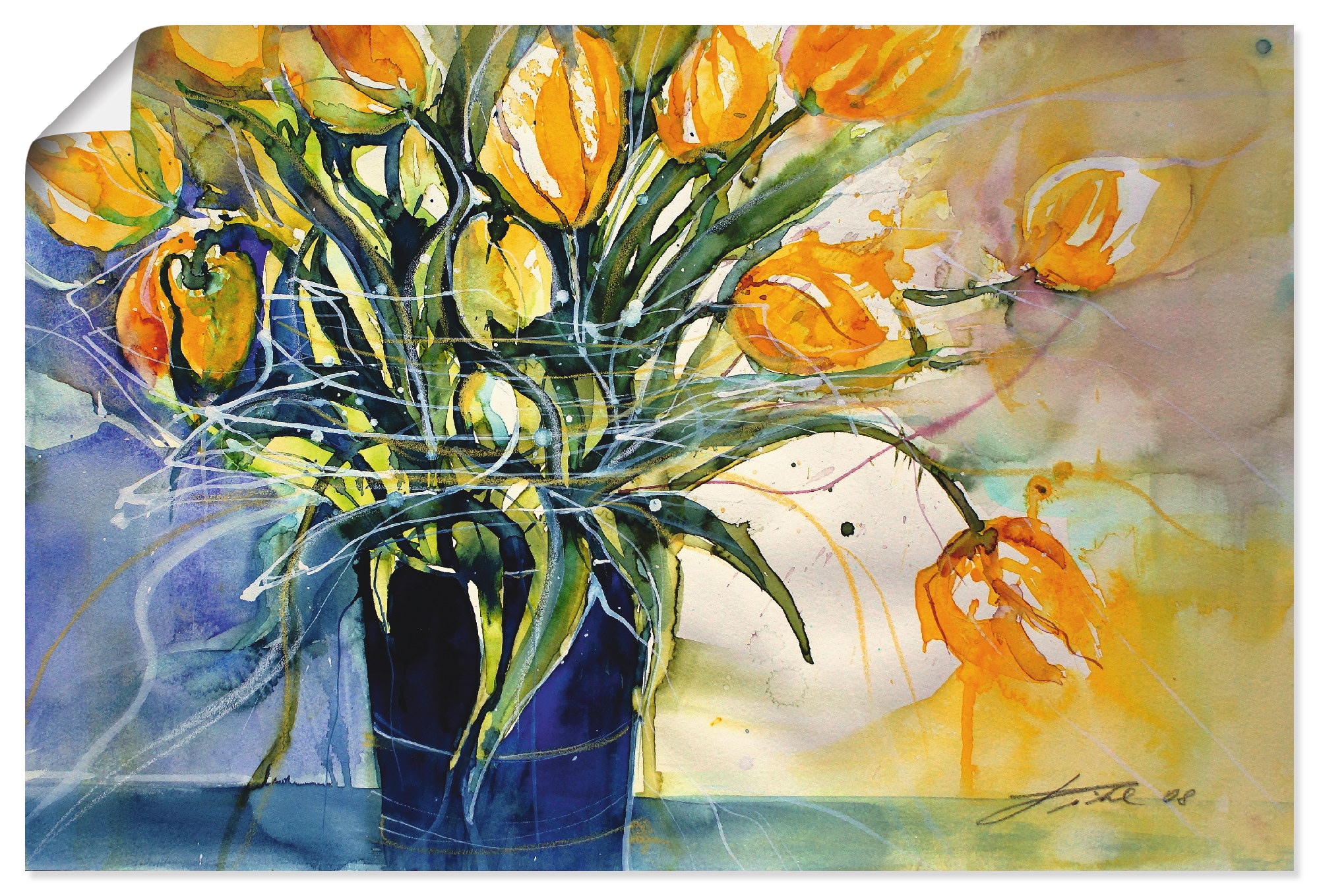 Black Wandaufkleber (1 BAUR | oder Friday Tulpen versch. Alubild, Artland als Vase«, in Leinwandbild, schwarzer Poster »Gelbe St.), Arrangements, in Größen Wandbild