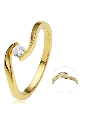 Diamantring »0,10 ct Diamant Brillant Spannfassung Ring aus 750 Gelbgold«