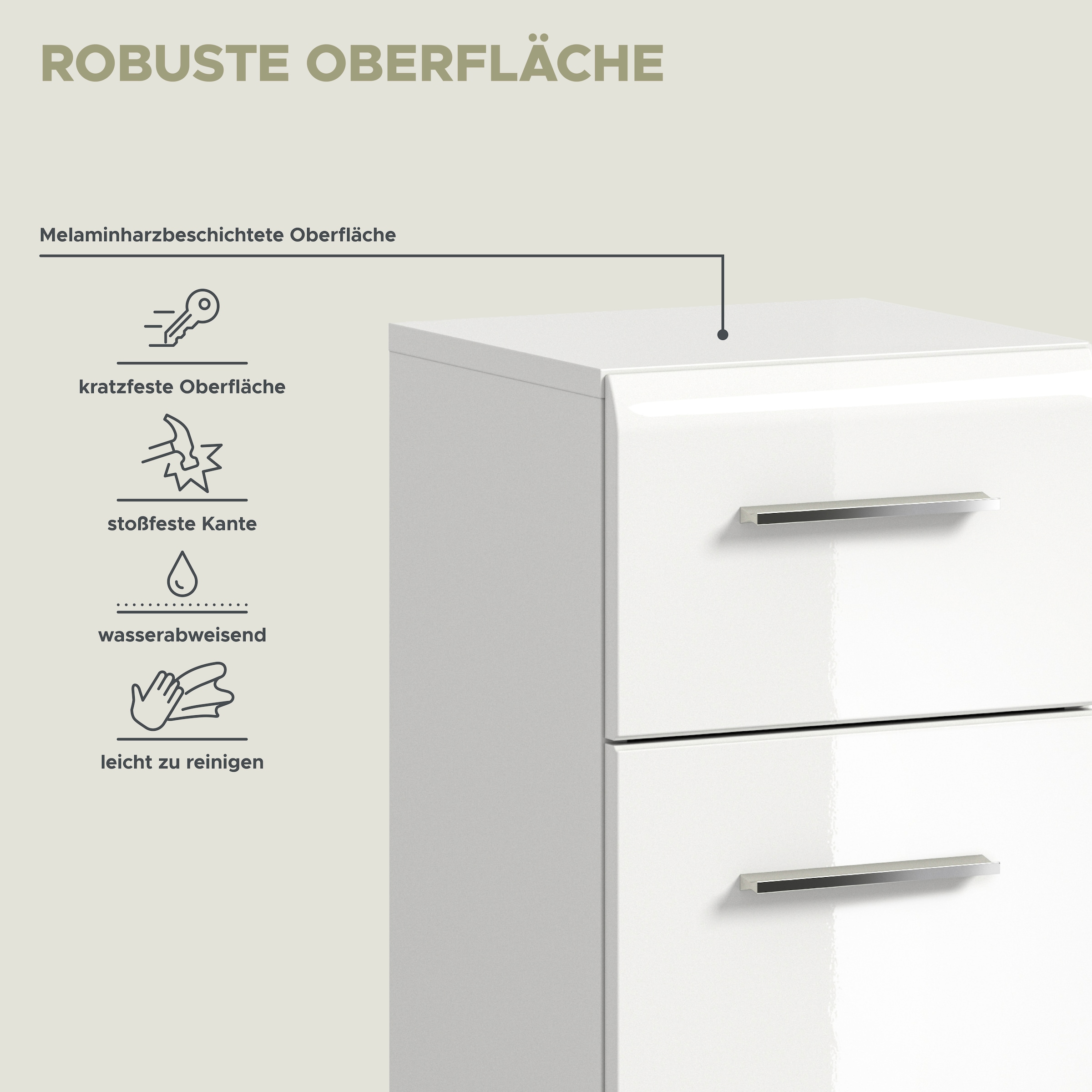 INOSIGN Unterschrank »FLORENZ, TOPSELLER!, Höhe 80 cm, 1 Tür, 1 Schubkasten«, Türanschlag wechselbar, hochwertige MDF Front, Badschrank, Bad