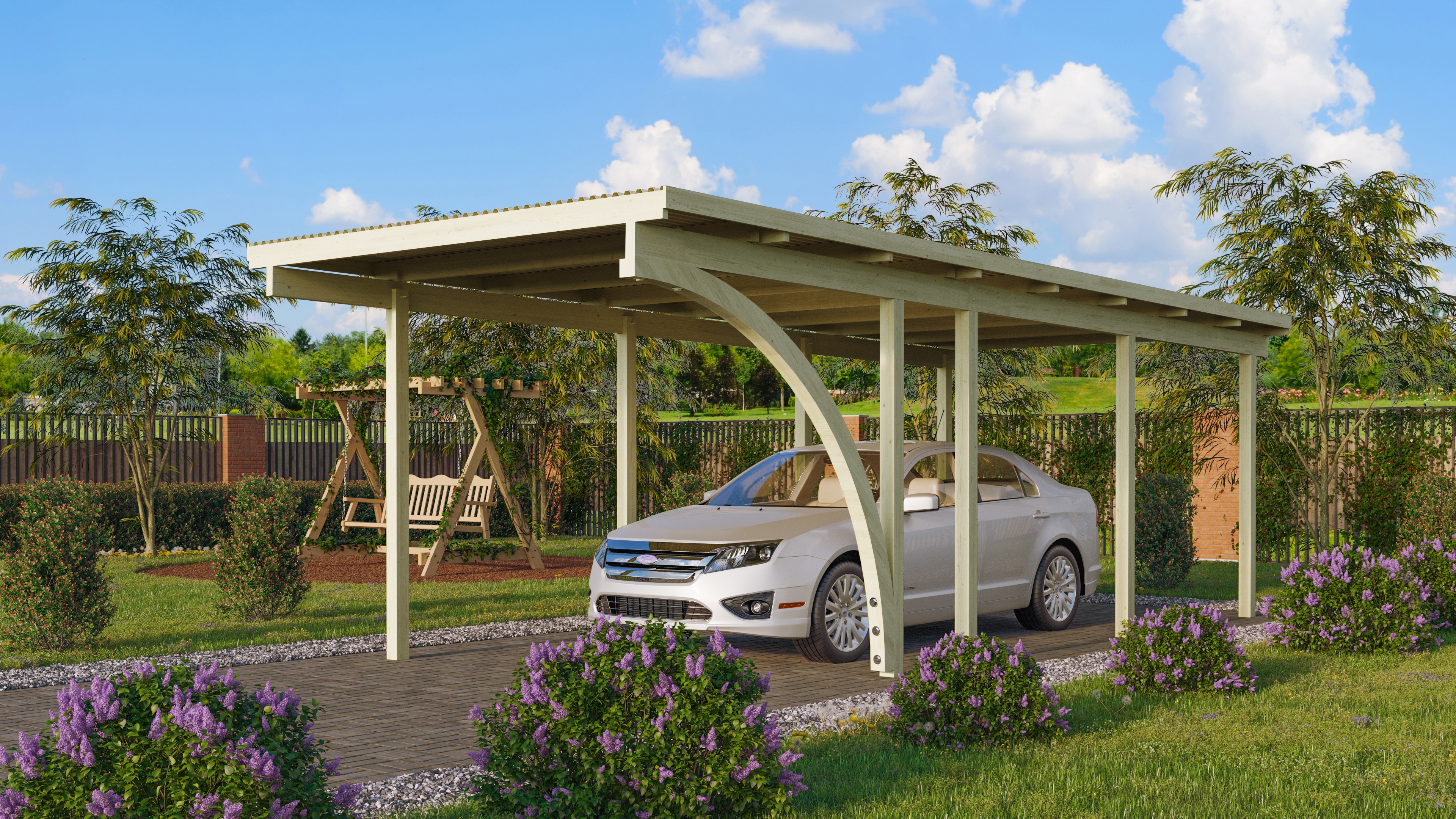 Karibu Einzelcarport ""ECO 2" Variante B, kesseldruckimprägniert" Massivholz 250 cm KDI aus Masivholz
