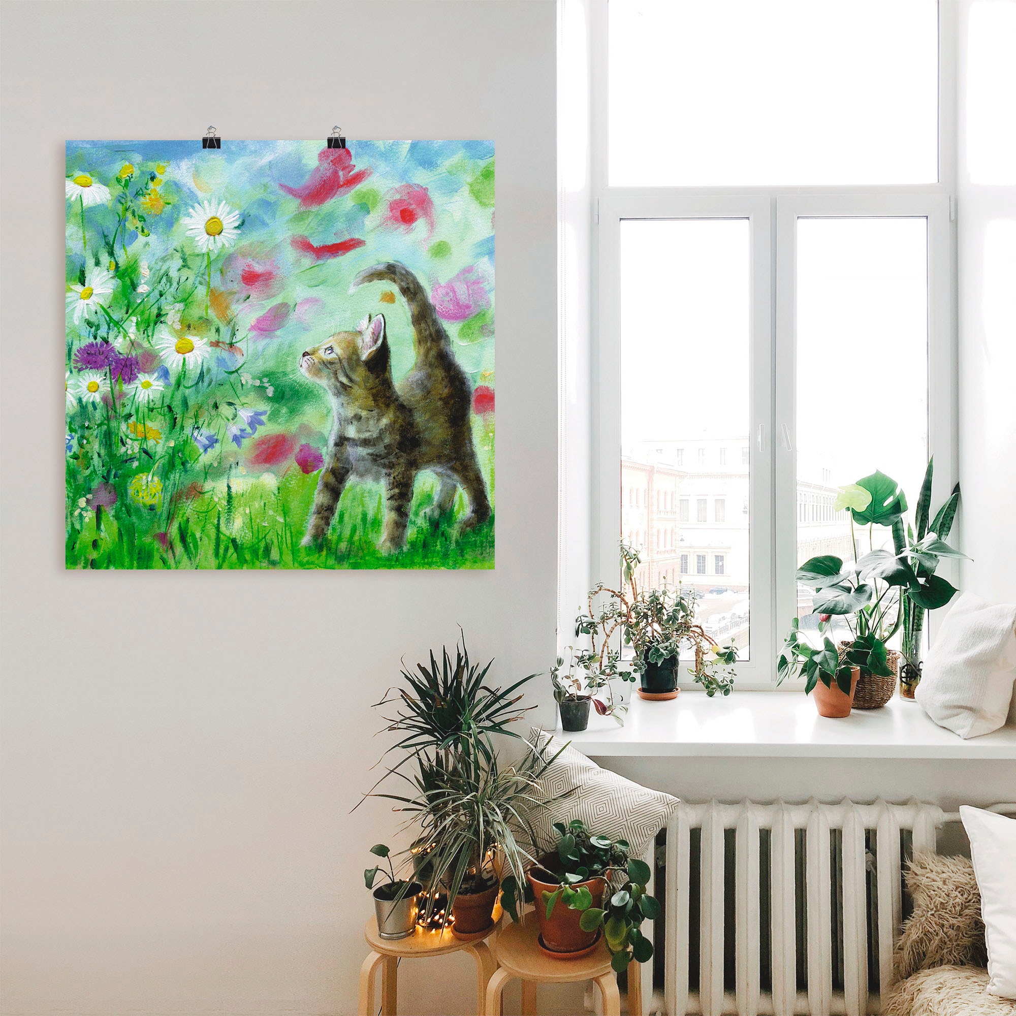 Artland Wandbild »Sommerwiese mit Kätzchen«, Haustiere, (1 St.), als Leinwandbild, Poster, Wandaufkleber in verschied. Größen