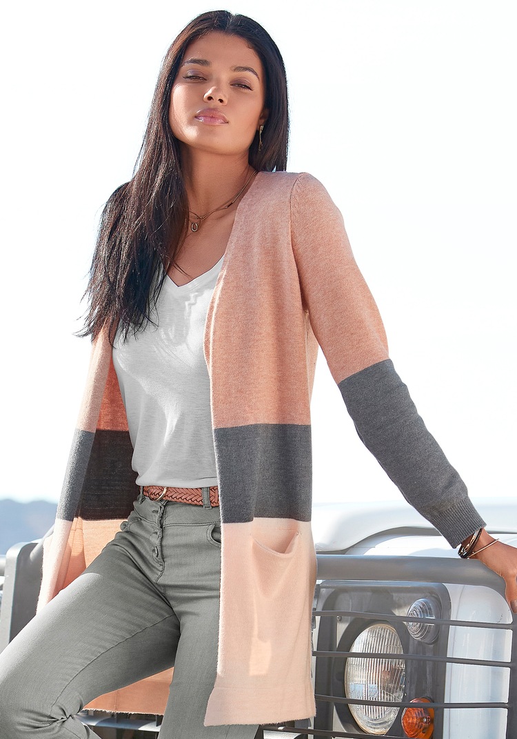 Cardigan, mit Colorblock-Optik