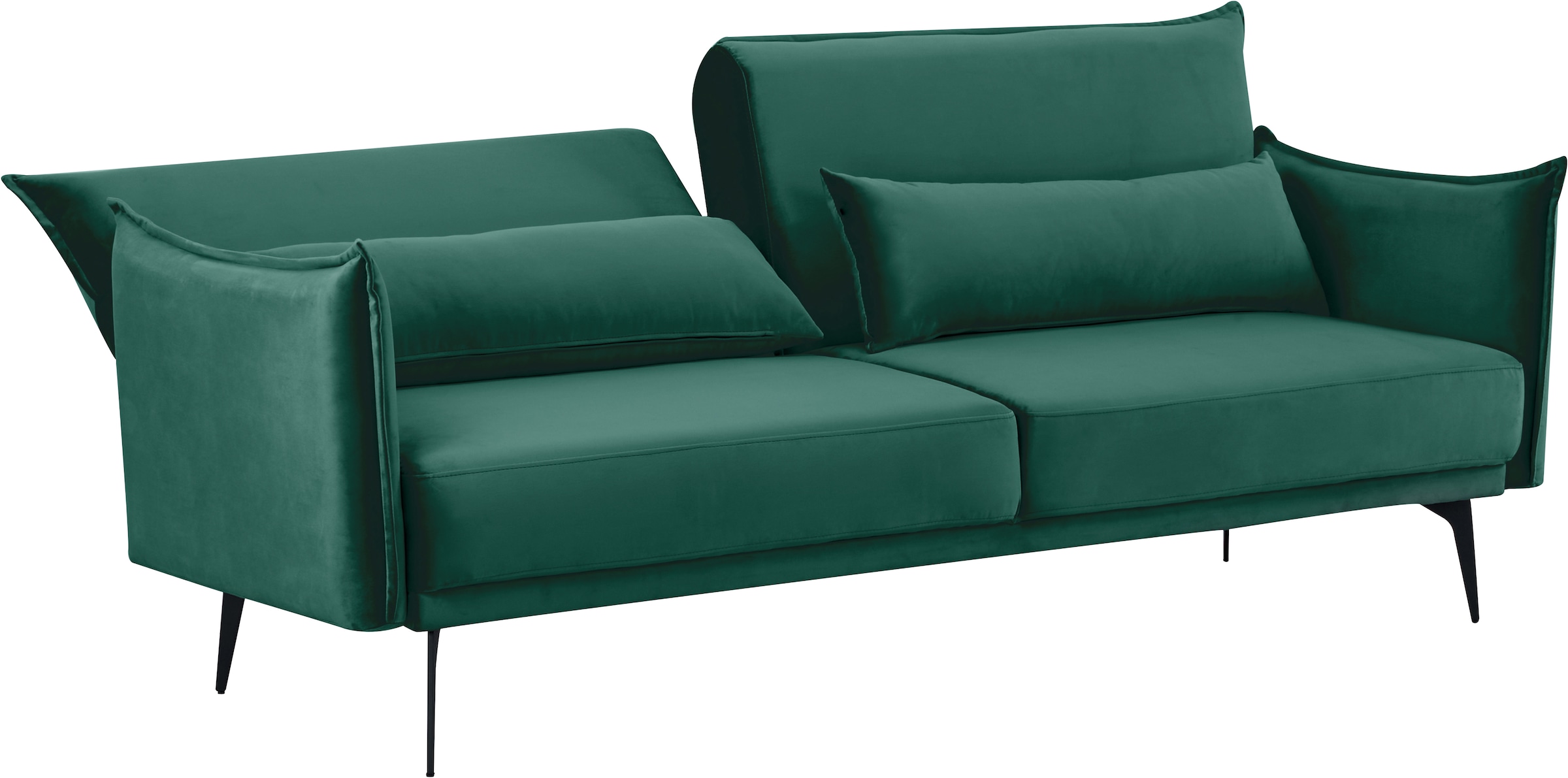 INOSIGN Schlafsofa »TULARE, 204 cm, klappbarer 3-Sitzer mit verstellbarer Rückenlehne,«, Schlaffunktion, Velvet-Samtvelours u. Webstoff