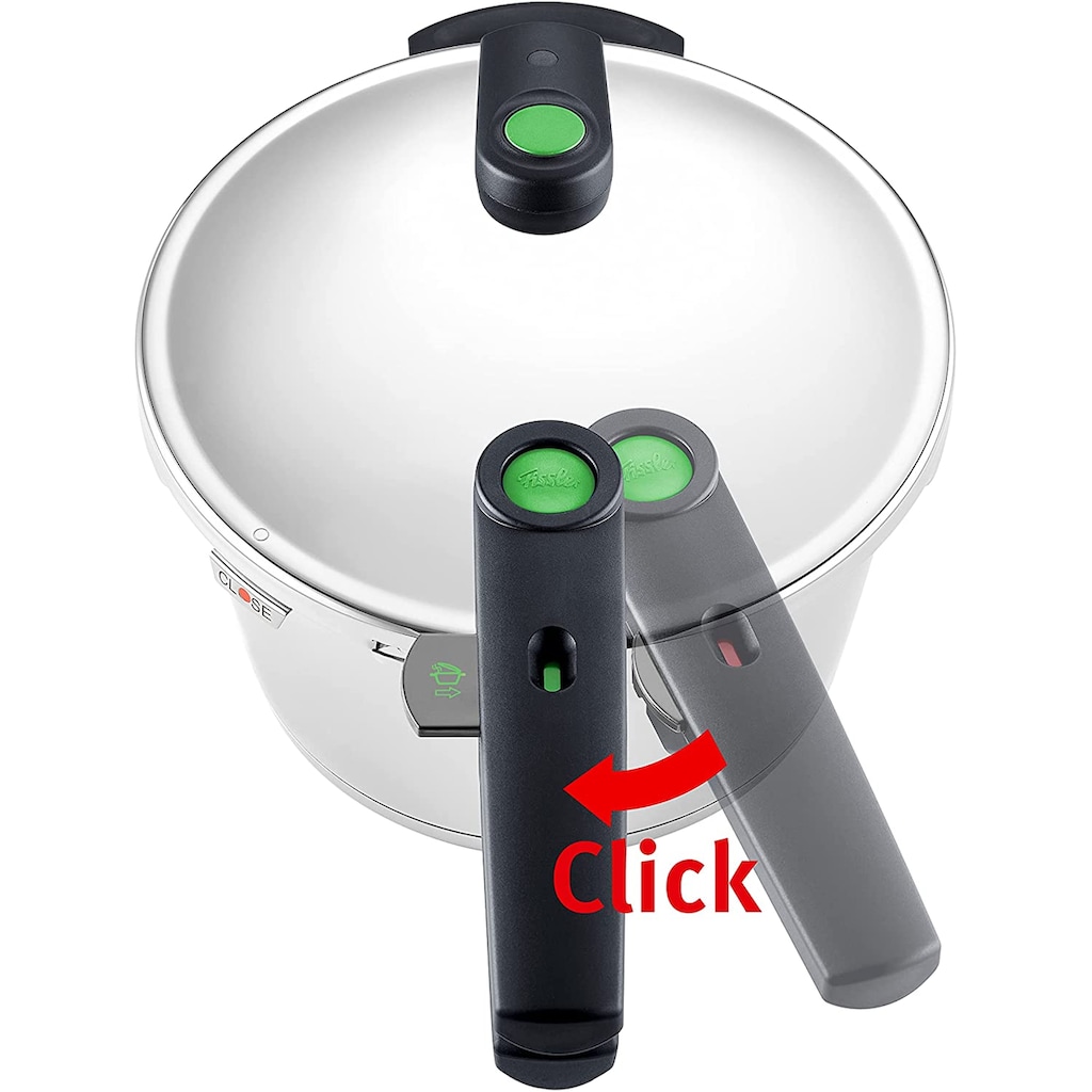 Fissler Schnellkochtopf »vitaquick green 6 L Bundle«, Edelstahl 18/10, (Set, 2-tlg), mit Pfanne und Glasdeckel