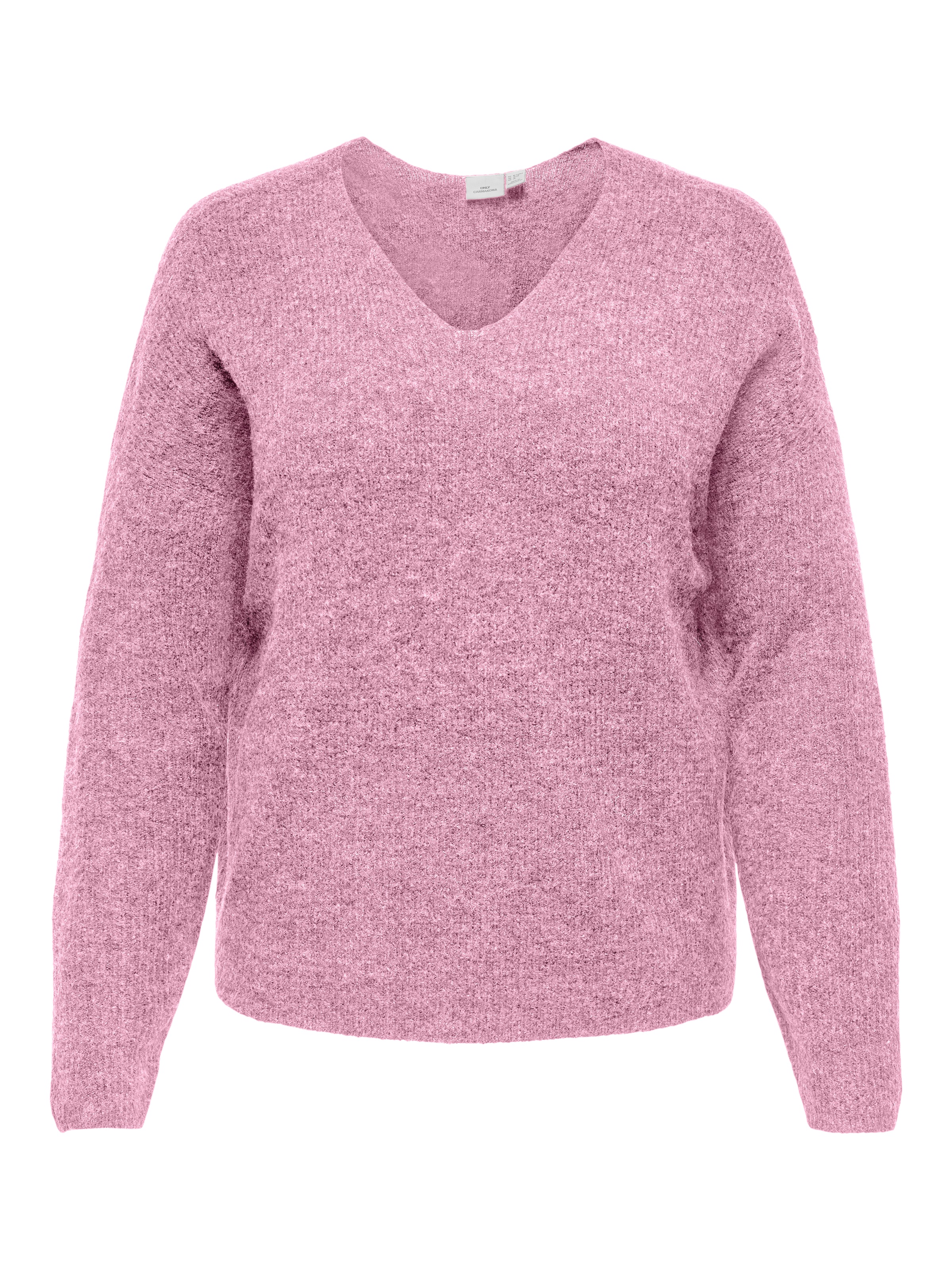 ONLY CARMAKOMA Strickpullover »CARCAMILLA V-NECK L/S PULLOVER KNT NOOS« Materialmix