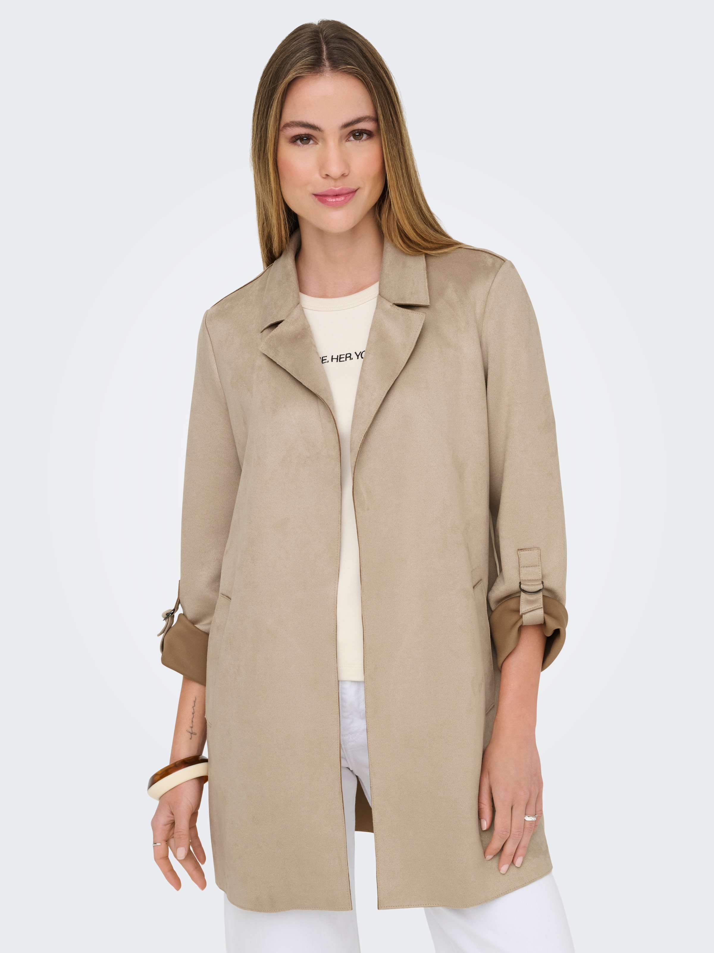 ONLY Langjacke "ONLJOLINE FAUX SUEDE COAT LIFE CC OTW", ohne Kapuze, mit Re günstig online kaufen