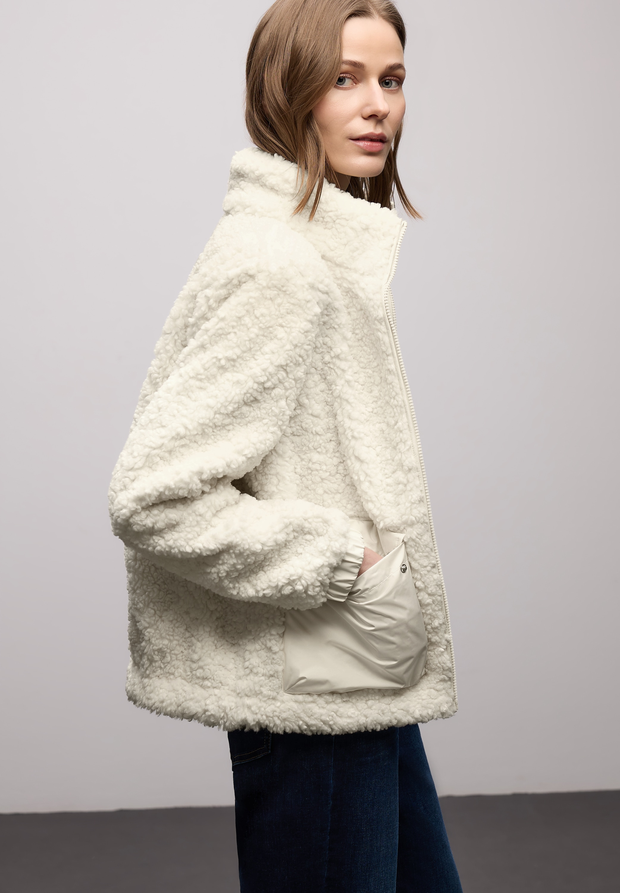 STREET ONE Fellimitatjacke ohne Kapuze mit aufgenähten Taschen
