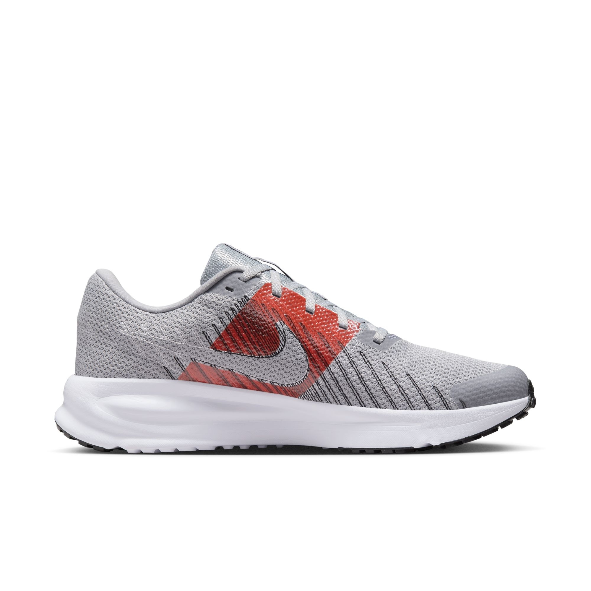 Laufschuh NIKE "Run Defy", Herren, Gr. 44, wolf grau, bright crimson, schwarz, weiß, Synthetik, Textil, Schuhe Laufschuh, sportlicher Stil, Gummilaufsohle, Schnürung 2