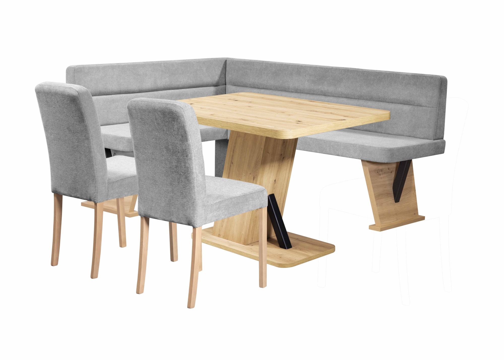 Home affaire "Laros Sitzgruppe, Eckbank, Stühle, Tisch" Set, 4tlg Set, perfekt für Küche, Esszimmer, Wohnzimmer, Bestseller