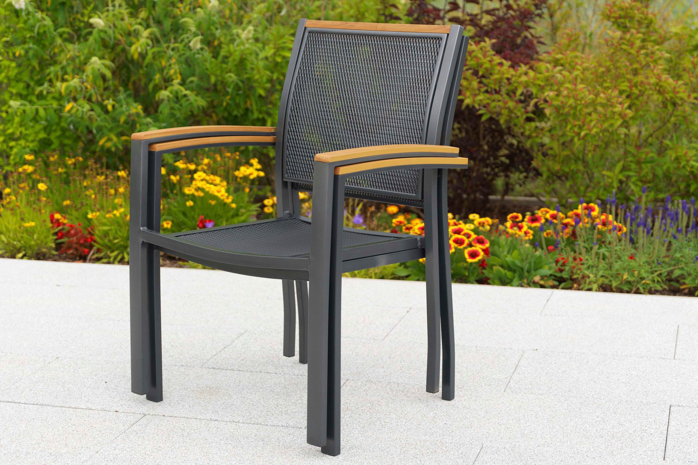 MERXX Gartensessel »Itanos« Set, 2 Stk. tlg. Armlehnen aus Kunststoff in Holzoptik