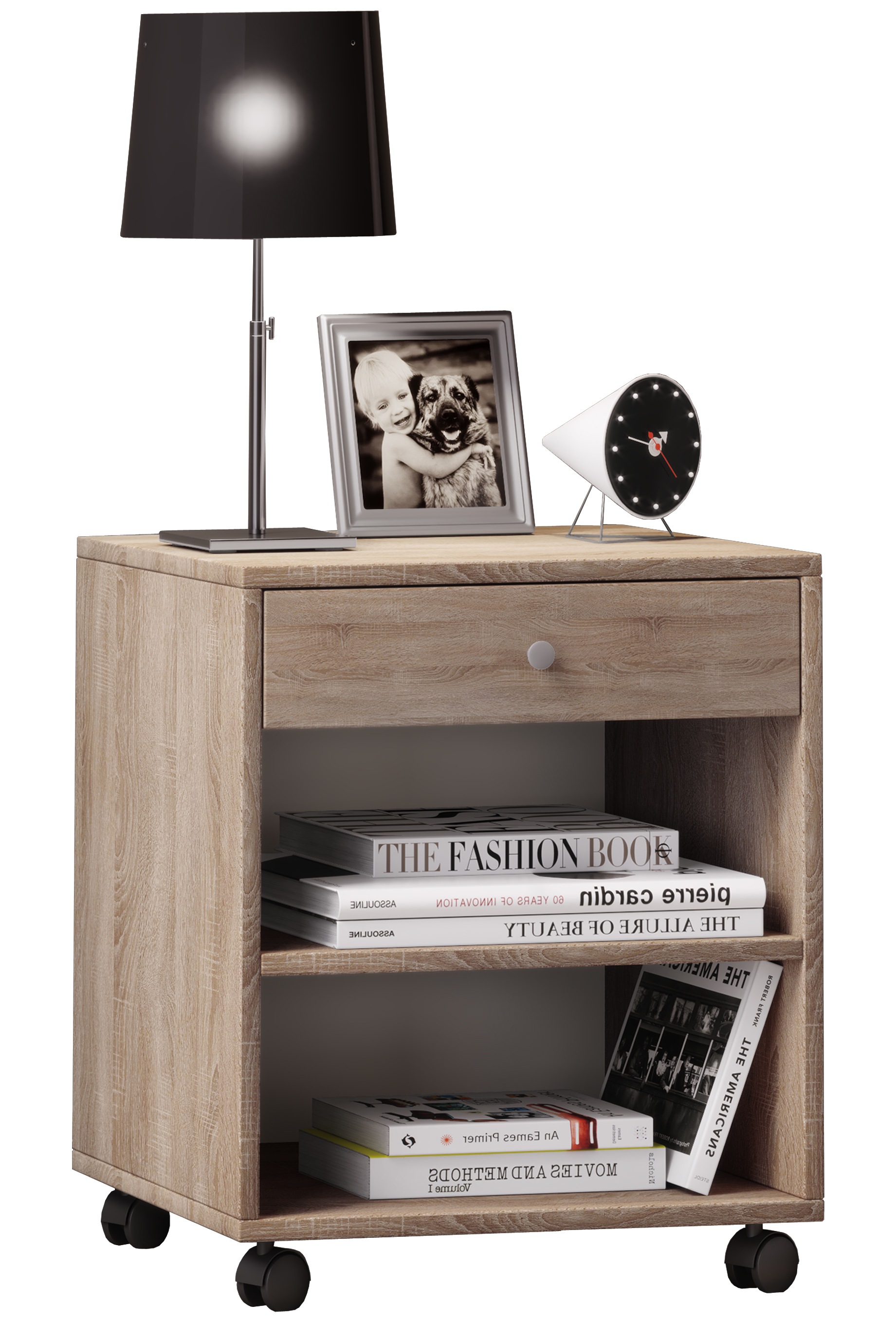 Nachttisch VCM, B:45cm T:38cm, braun, Schlafzimmer, Tische, "Holz Nachttisch Schrank Rolda Schublade Rollen"