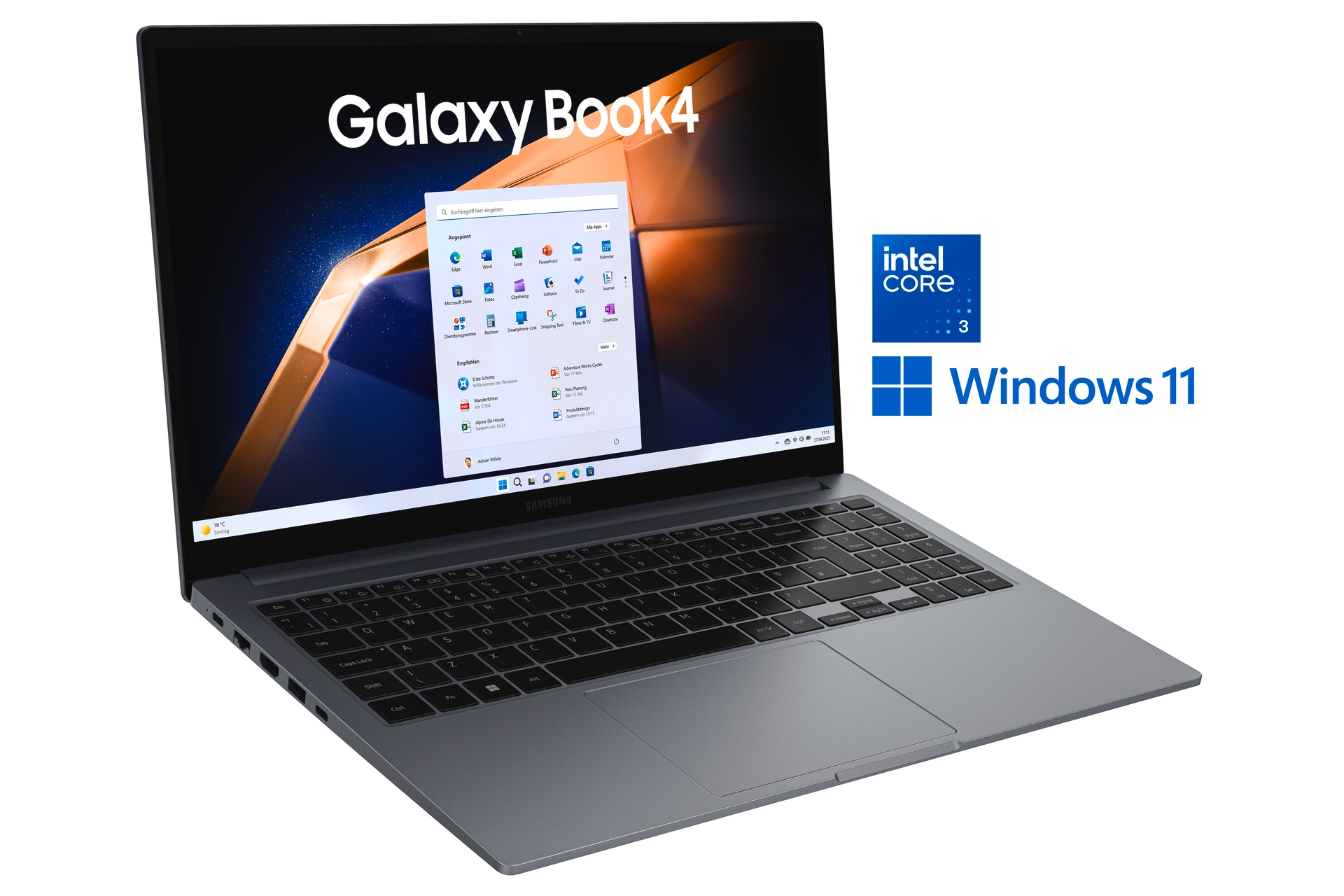 Samsung Notebook »NP750X Galaxy Book4 15''«, 39,6 cm, / 15,6 Zoll, Intel, Core 3, 256 GB SSD, Intel Core 3 100U Prozessor, 8 GB + 256 GB