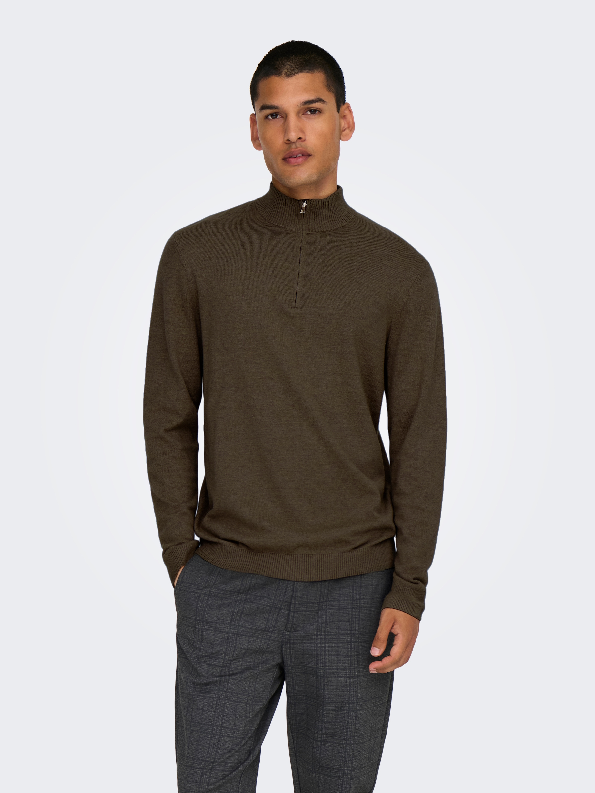 ONLY & SONS Troyer "ONSLOUI REG 12 MEL HALF ZIP KNIT NOOS" günstig online kaufen
