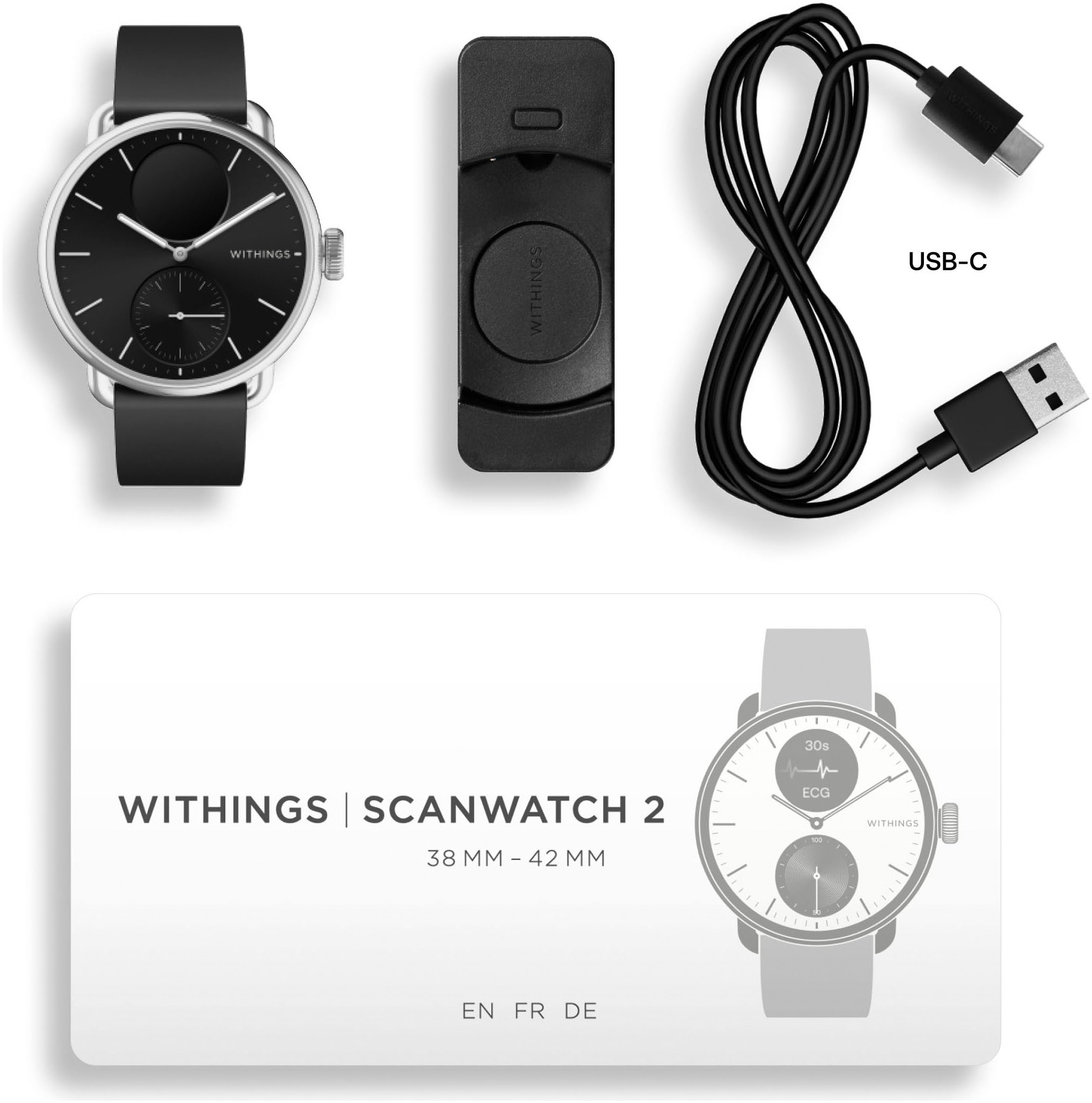 Withings Smartwatch »ScanWatch 2 38mm«, HealthSense OS,)