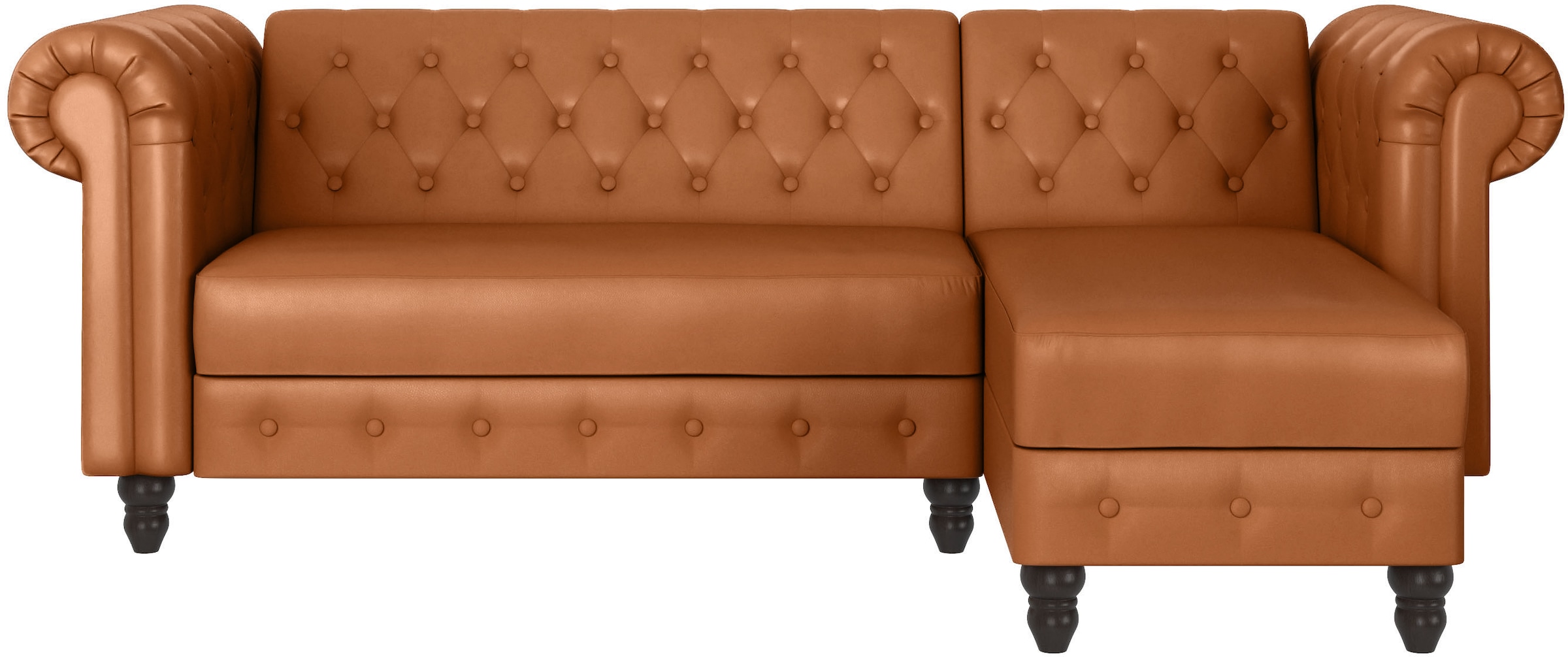 Dorel Home Ecksofa »Felix, L-Form, 241 cm (Liegefl.108x195 cm), Recamiere tauschbar,«, verstellb. Rückenlehne, Bett-Funktion, Velours, Kunstleder, Vintage