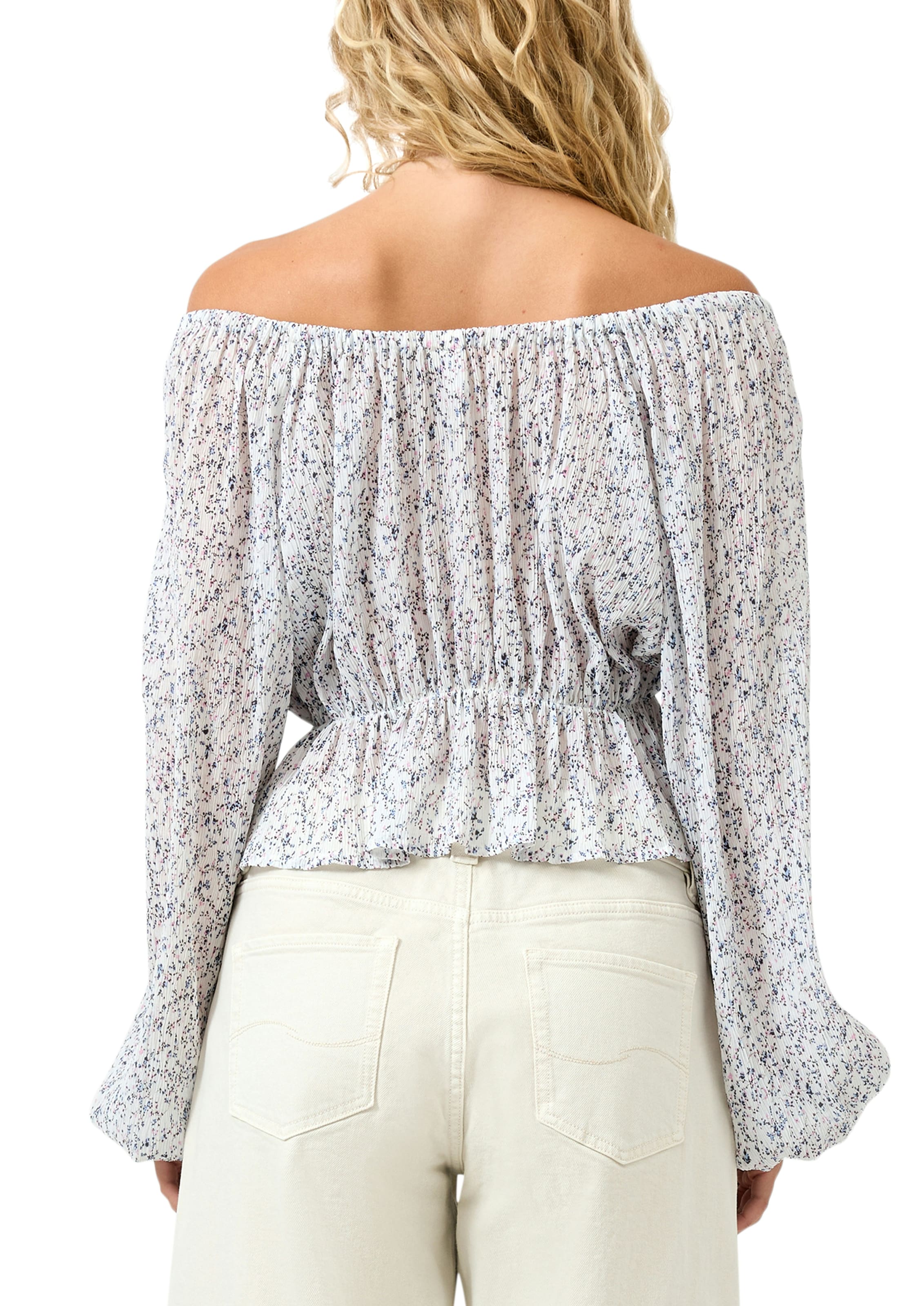 QS Langarmbluse mit Minimal-Print