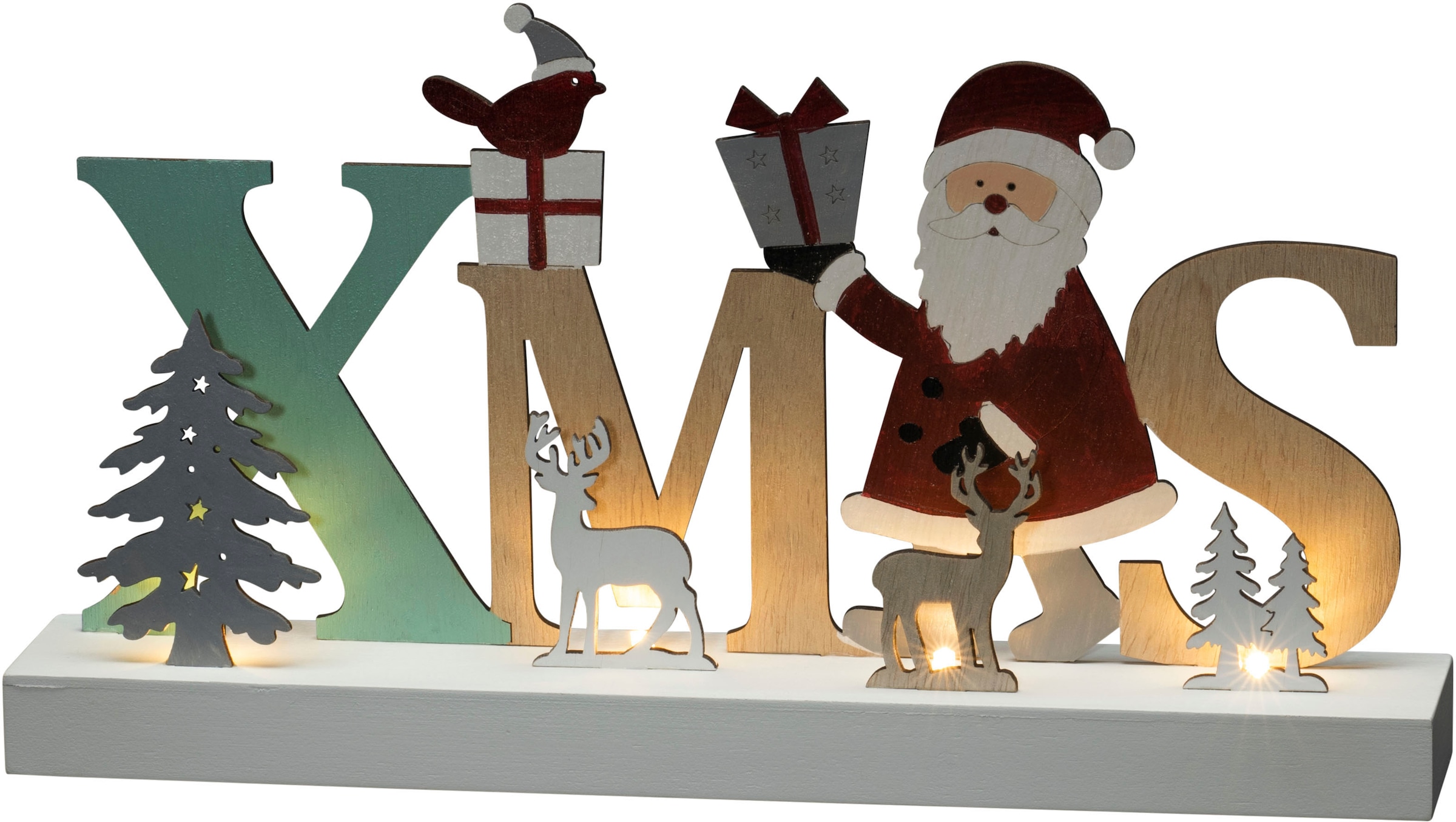KONSTSMIDE Deko-Schriftzug »XMAS«, LED Holzsilhouette, 6h Timer, 4 warm  weiße Dioden, batteriebetrieben kaufen | BAUR